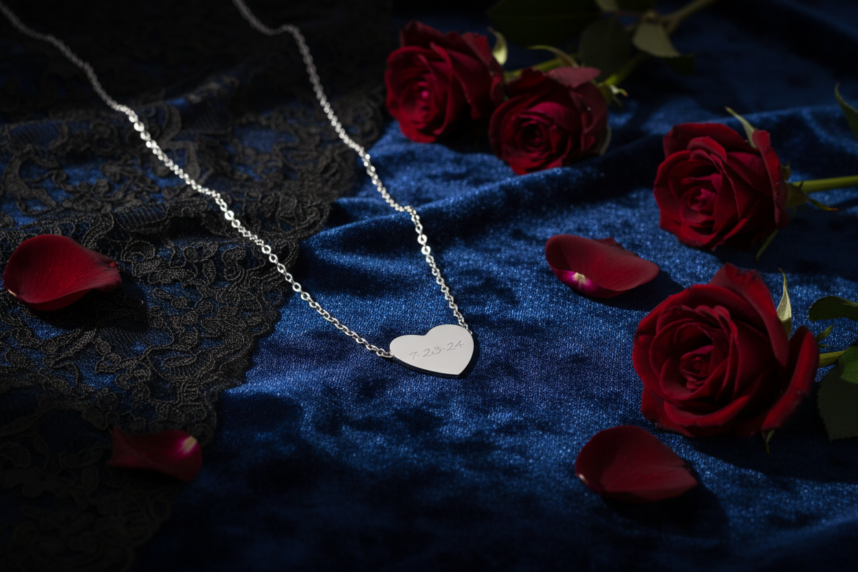 Heart Necklace - Gothic Velvet Display