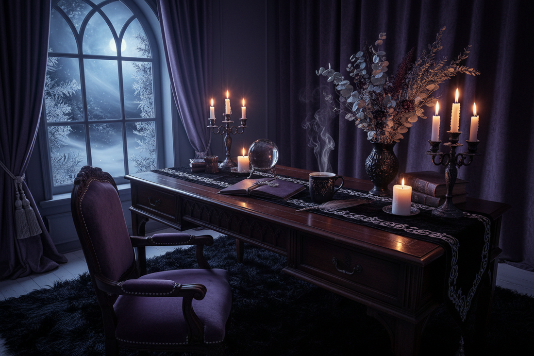 Creating a Mystical Workspace for Winter: Dark Elegance Meets Productivity