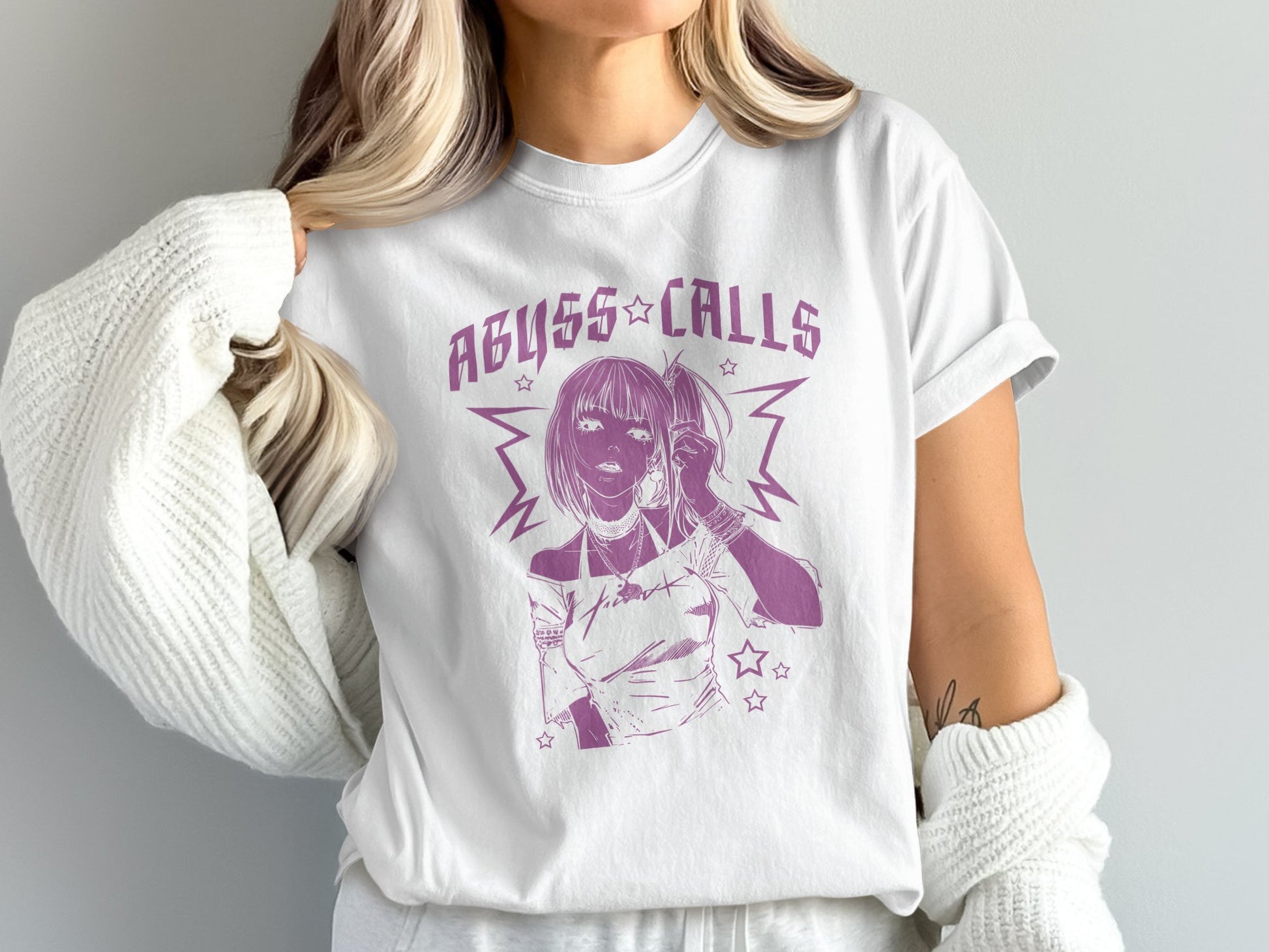 Abyss Calls Graphic Tee with Anime Character product type