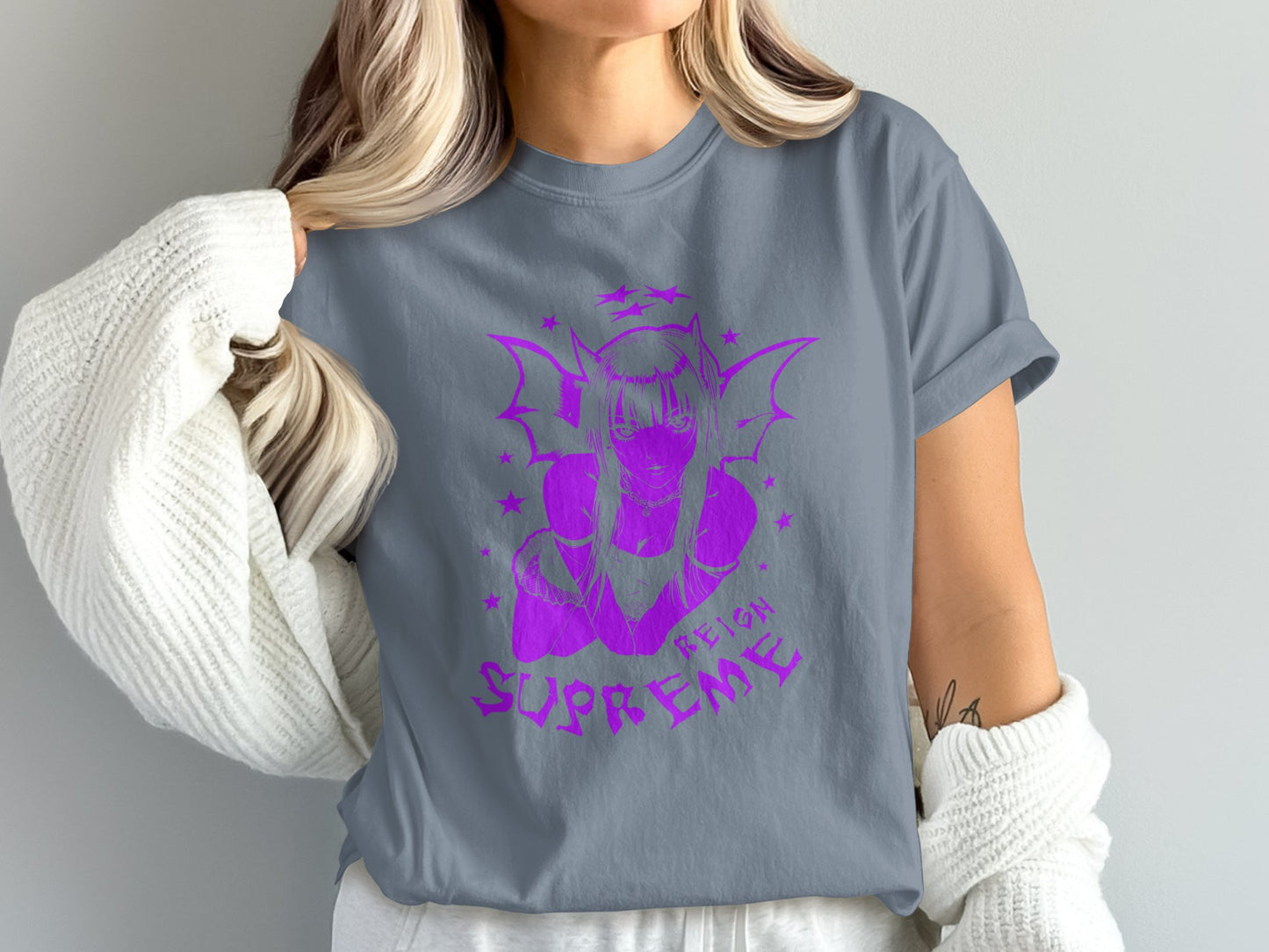 Supreme Purple Neon Anime Graphic T-Shirt product