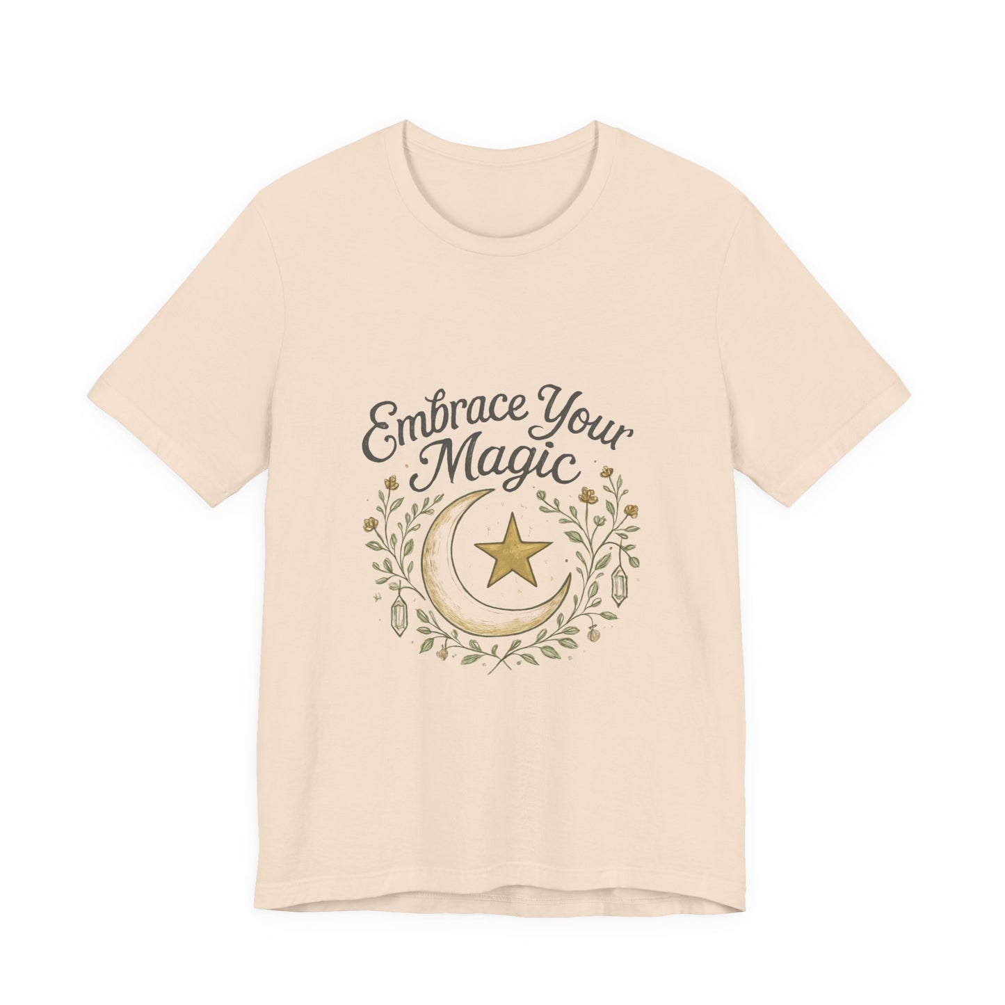 Embrace Your Magic Moon and Star T-Shirt - Celestial Floral Design