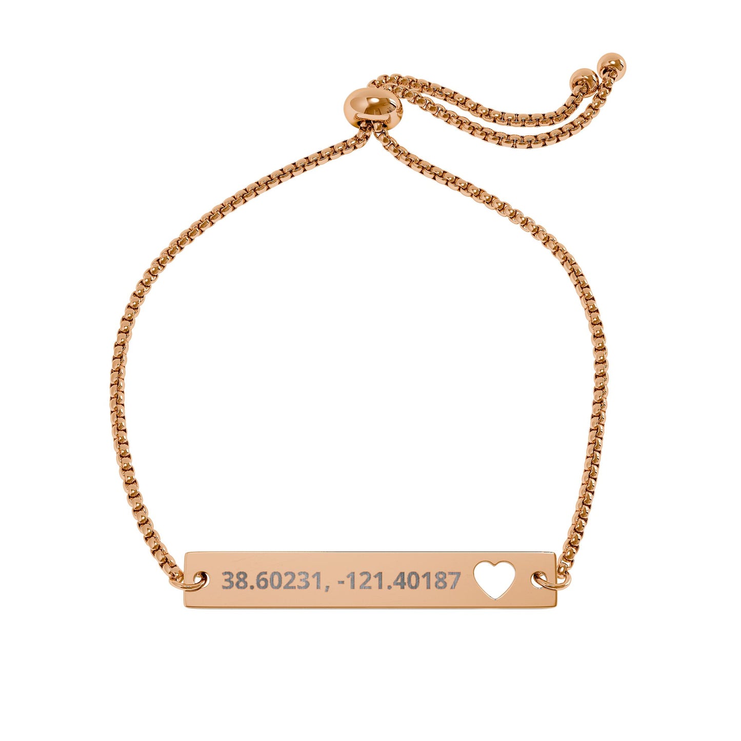 Engravable Heart Bar Bracelet | Personalized Coordinates Jewelry