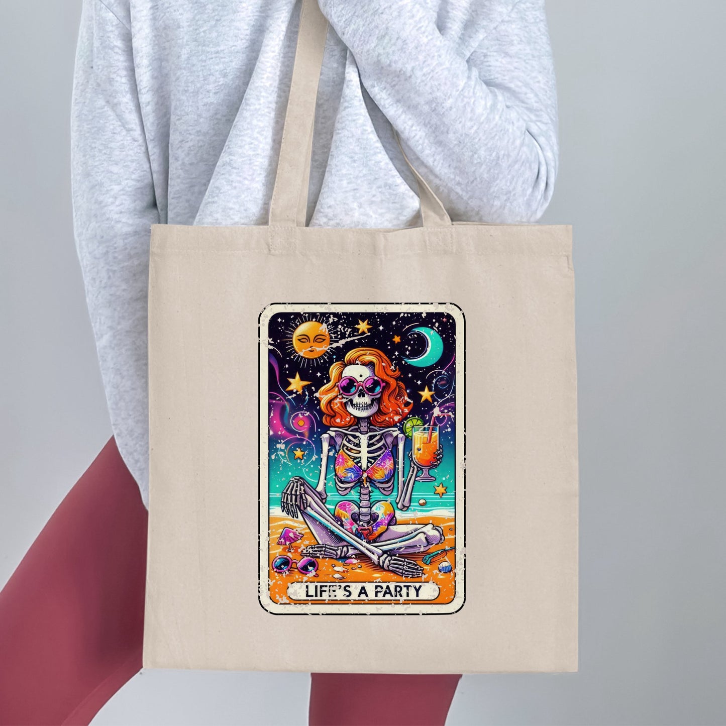 Life's A Party Skeleton Print Tote Bag Product