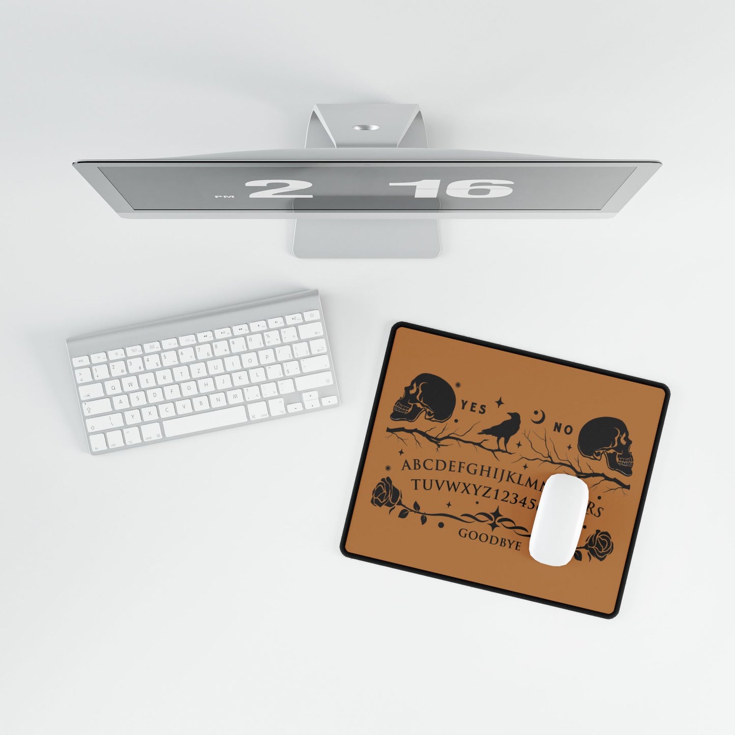 Ouija Board Raven Skull Desk Mat | Halloween Mystic Mouse Pad