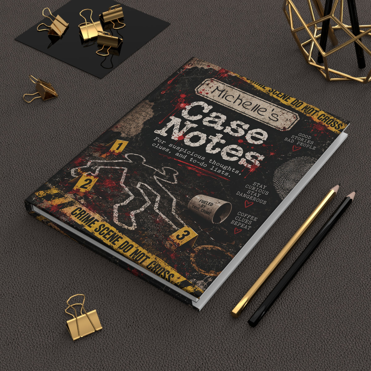Crime Scene Case Notes Hardcover Journal | Detective Notebook, Forensic Evidence Design