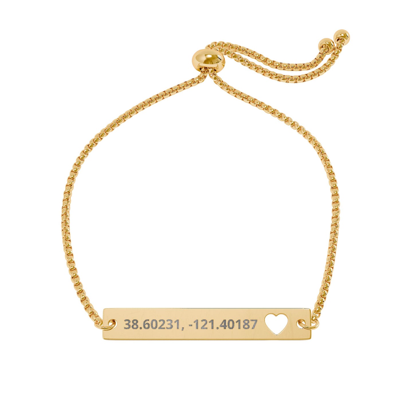 Engravable Heart Bar Bracelet | Personalized Coordinates Jewelry