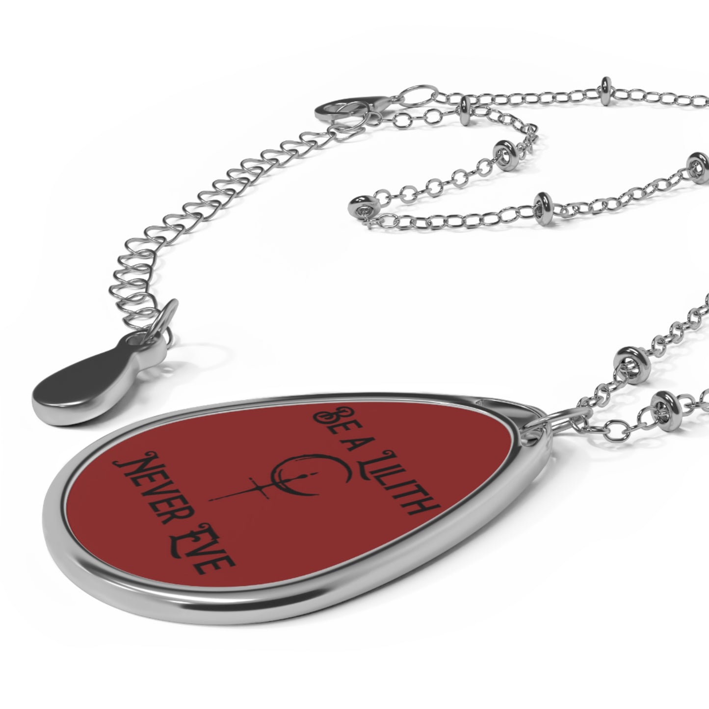 Be a Lilith Never Eye Oval Necklace | Teardrop Pendant, Red Enamel