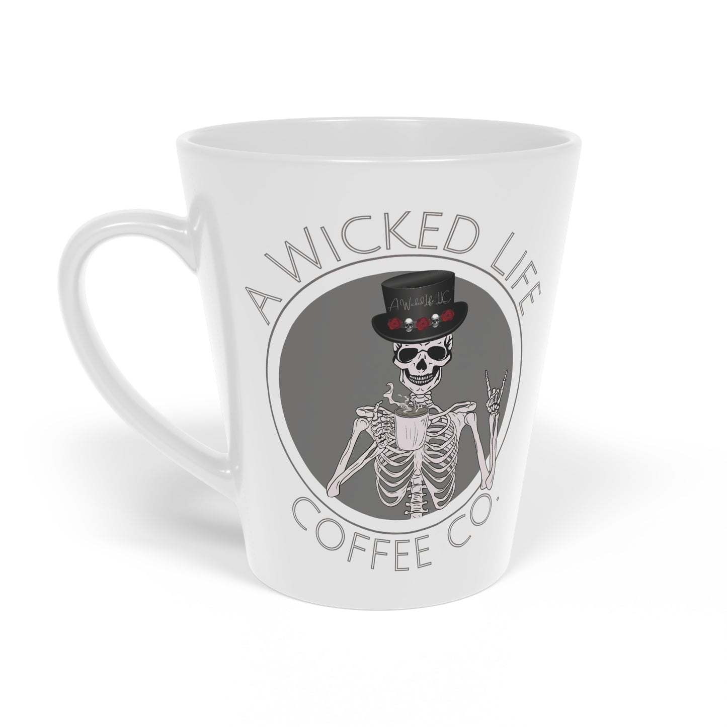 A Wicked Life Latte Mug - 12oz Skeleton Design Coffee Cup