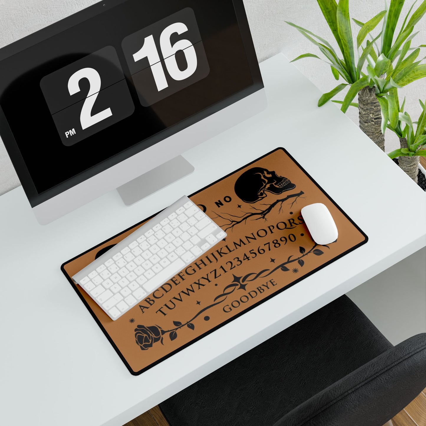 Ouija Board Raven Skull Desk Mat | Halloween Mystic Mouse Pad