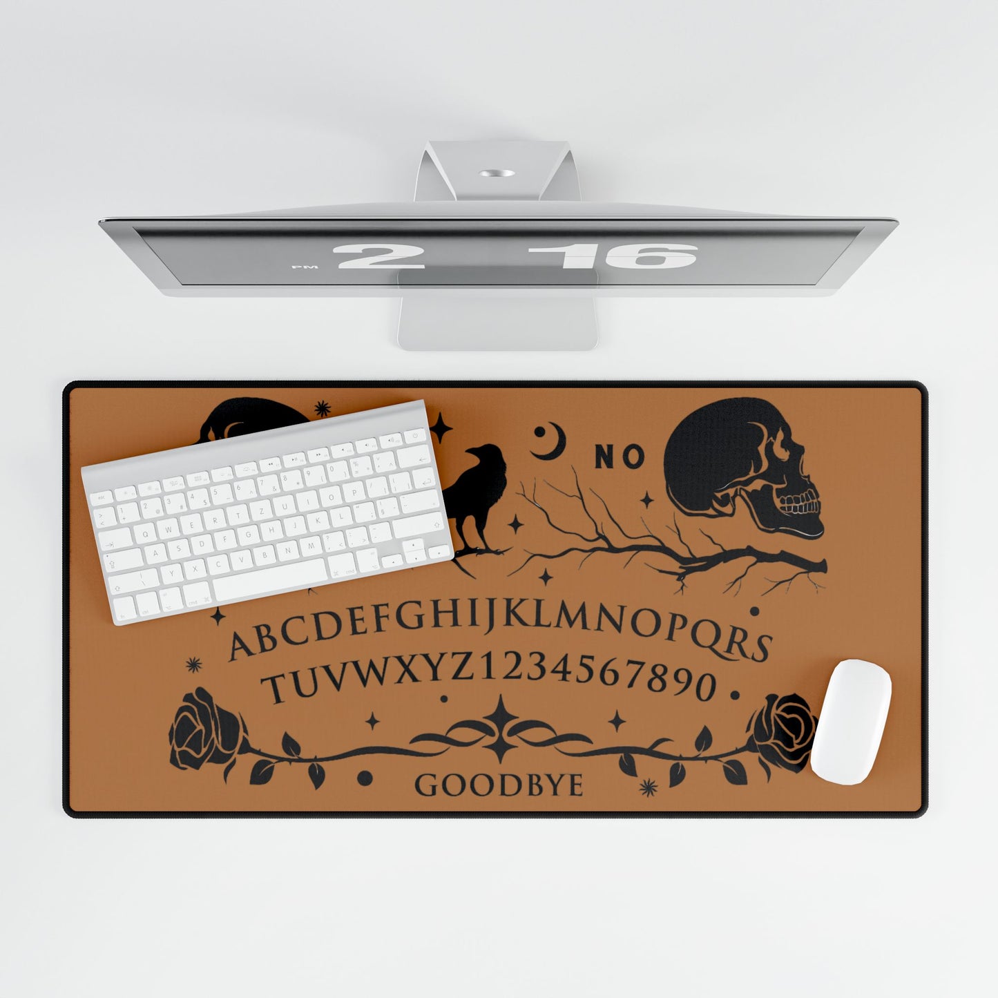 Ouija Board Raven Skull Desk Mat | Halloween Mystic Mouse Pad