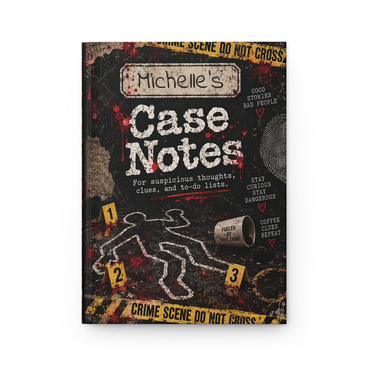 Crime Scene Case Notes Hardcover Journal | Detective Notebook, Forensic Evidence Design