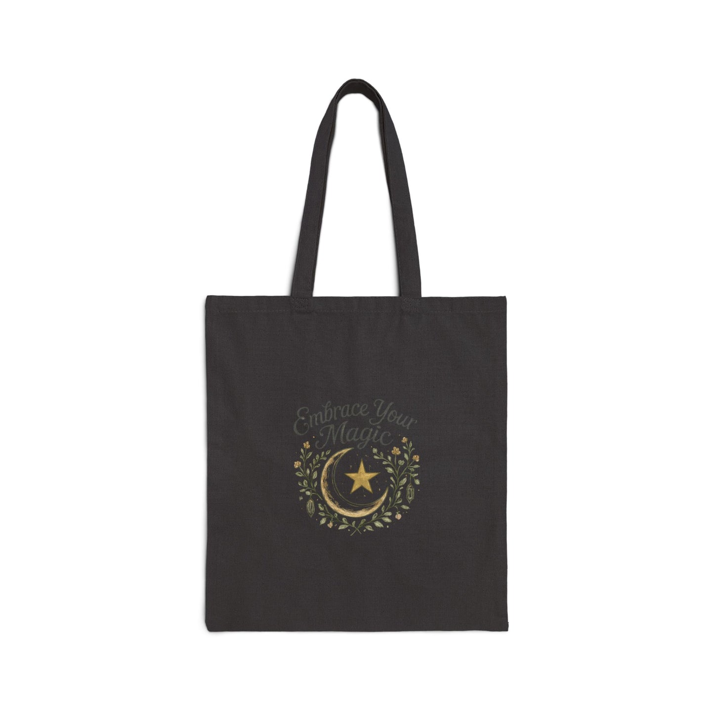 Embrace Your Magic tote bag | crescent moon star botanical design
