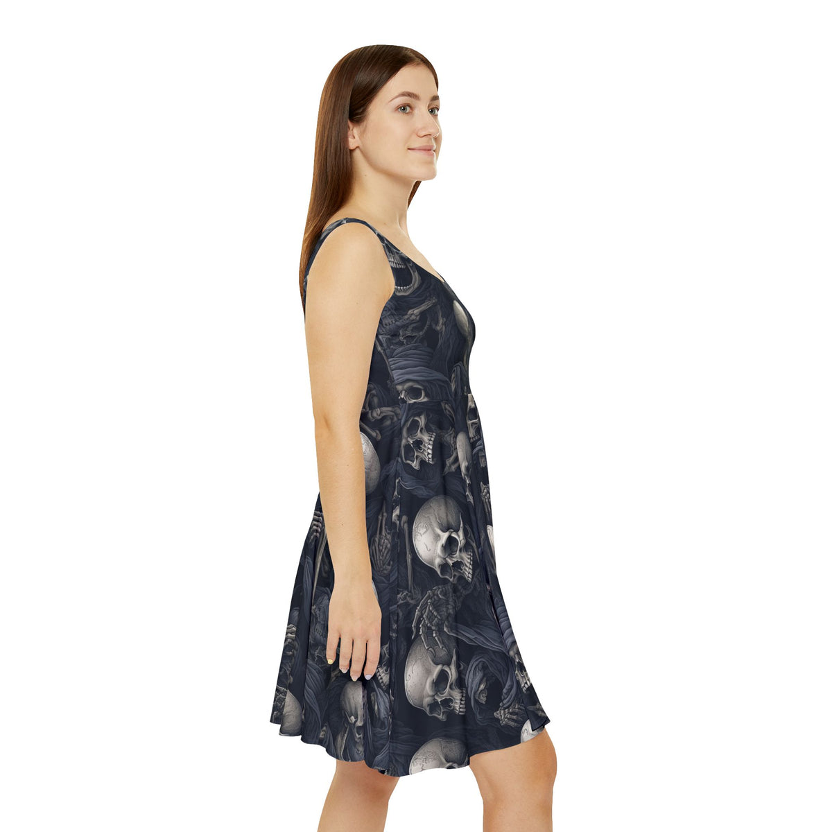 Skulls and Grim Reapers Skater Dress | Dark Gothic Skeleton All-Over Print