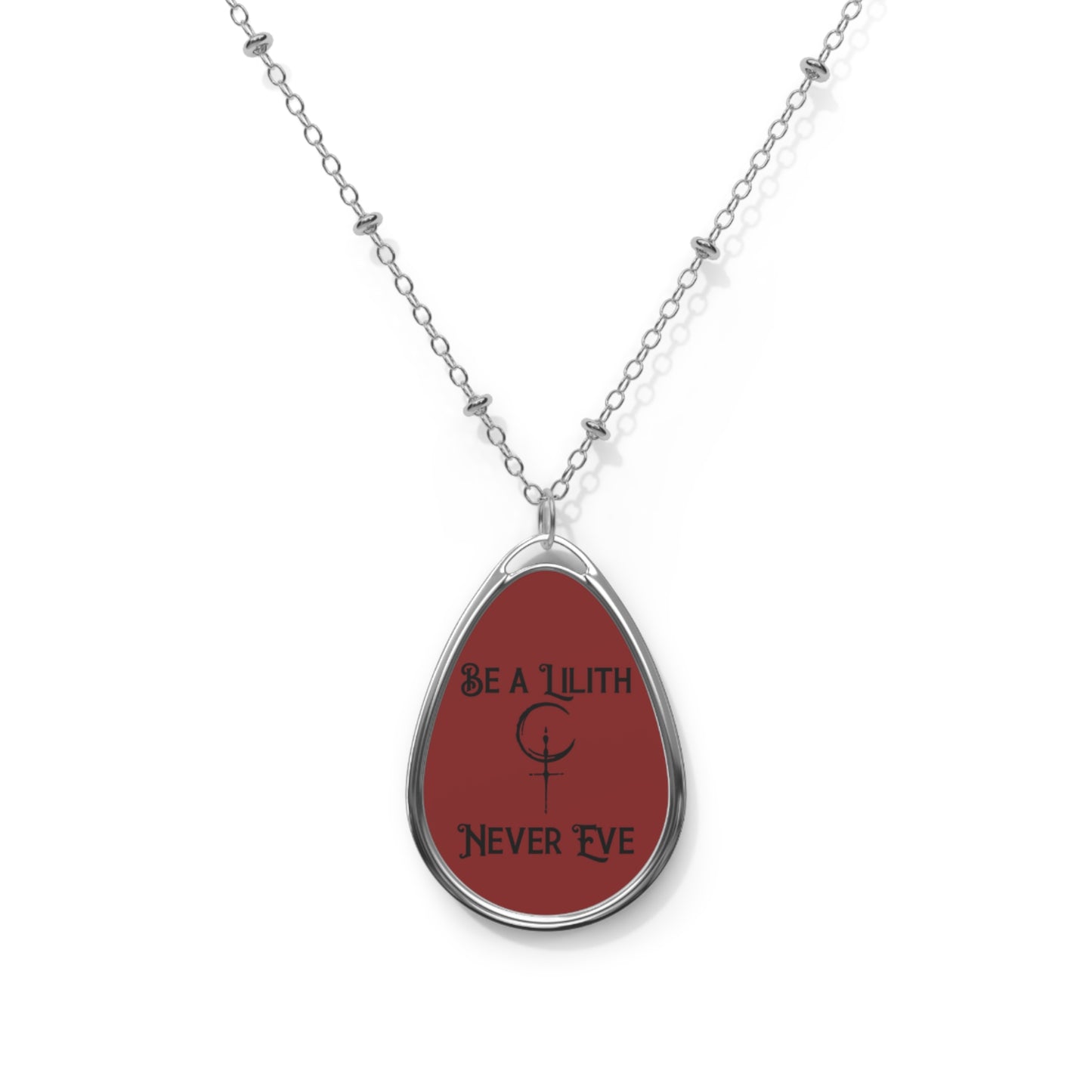 Be a Lilith Never Eye Oval Necklace | Teardrop Pendant, Red Enamel