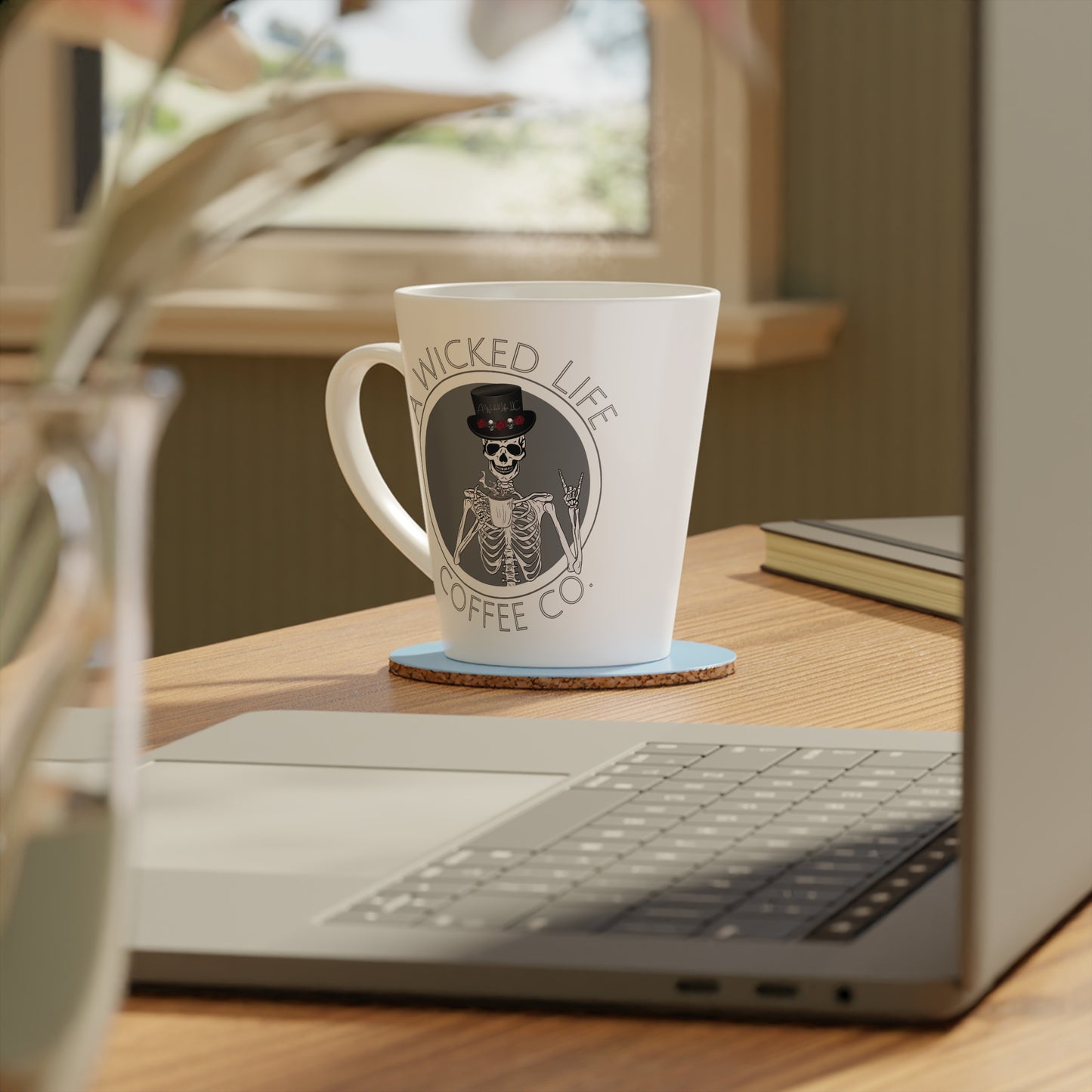 A Wicked Life Latte Mug - 12oz Skeleton Design Coffee Cup