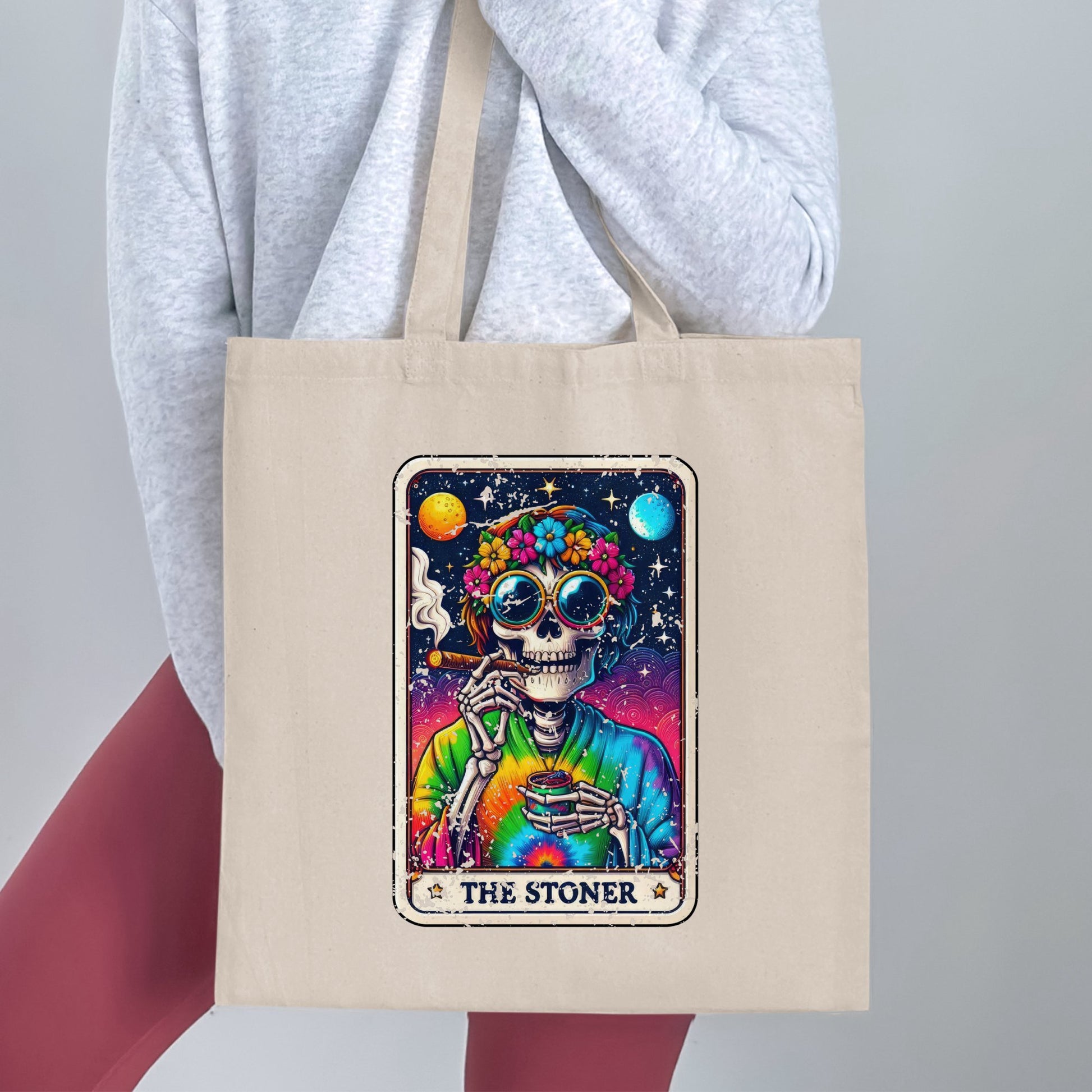 The Stoner Skeleton Galaxy Design Tote Bag Product