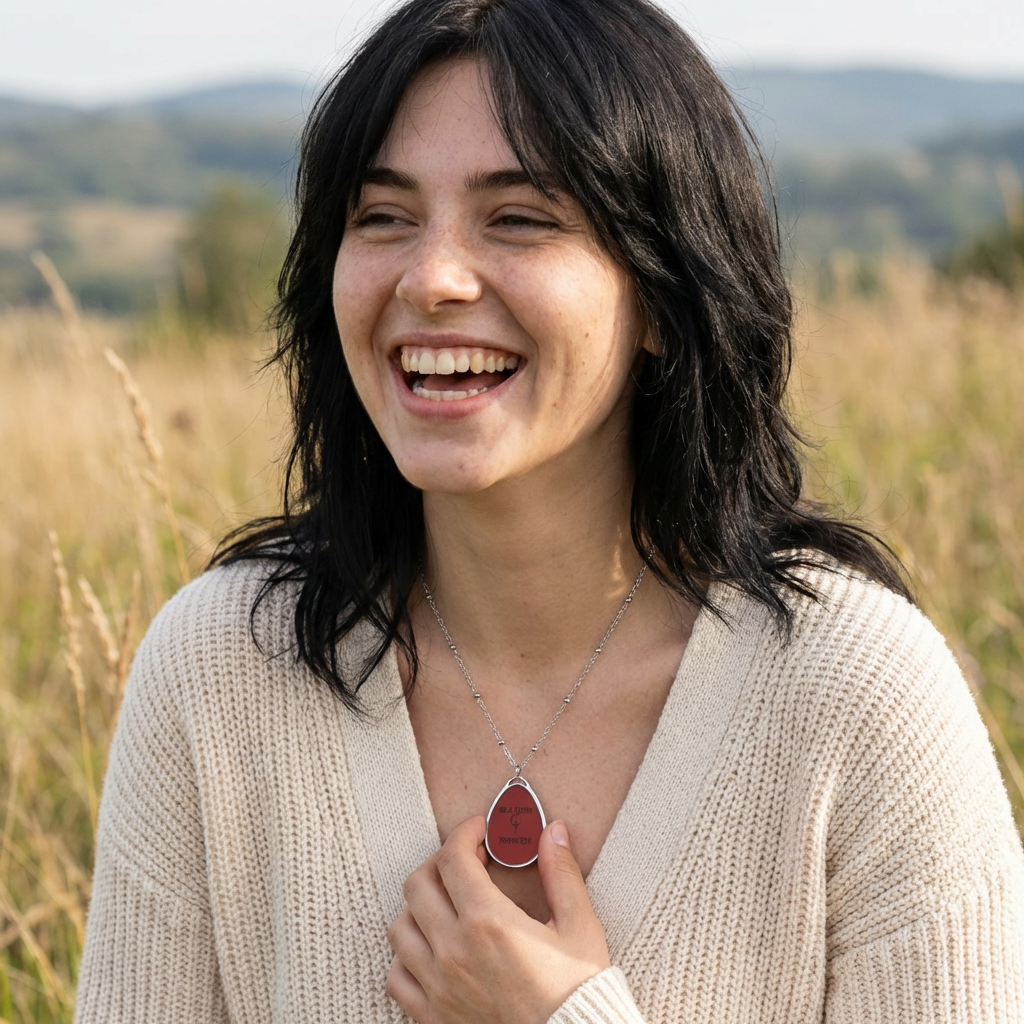Be a Lilith Never Eye Oval Necklace | Teardrop Pendant, Red Enamel