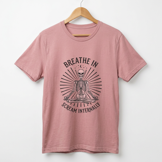 Breathe In Scream Internally Skeleton Tee | Dark Humor Goth Shirt