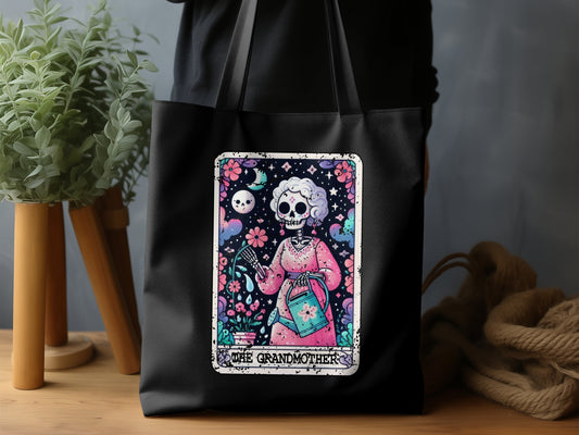 Whimsical Skeleton Grandma Art Reusable Tote Bag product
