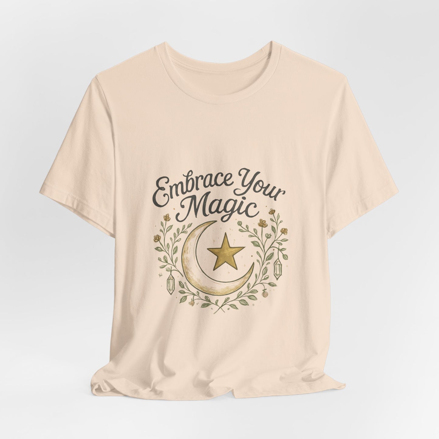 Embrace Your Magic Moon and Star T-Shirt - Celestial Floral Design