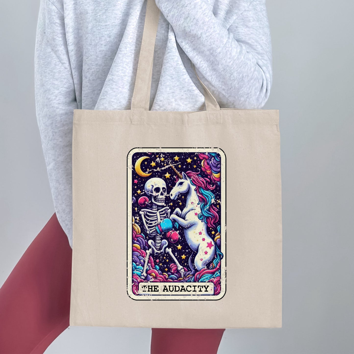 The Audacity Skeleton and Unicorn Tote Bag Product