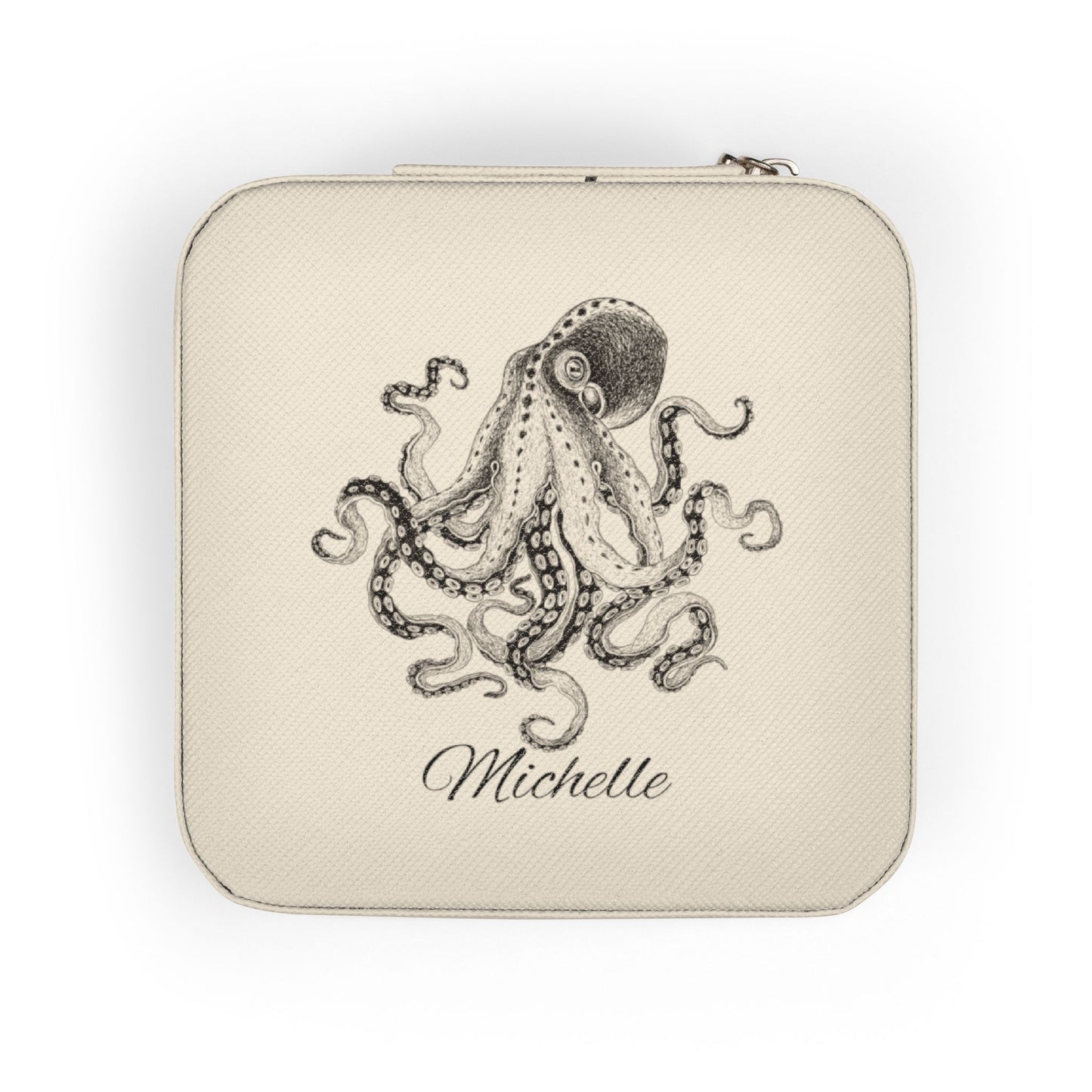 Octopus Illustration Jewelry Travel Case | Personalized Name Option