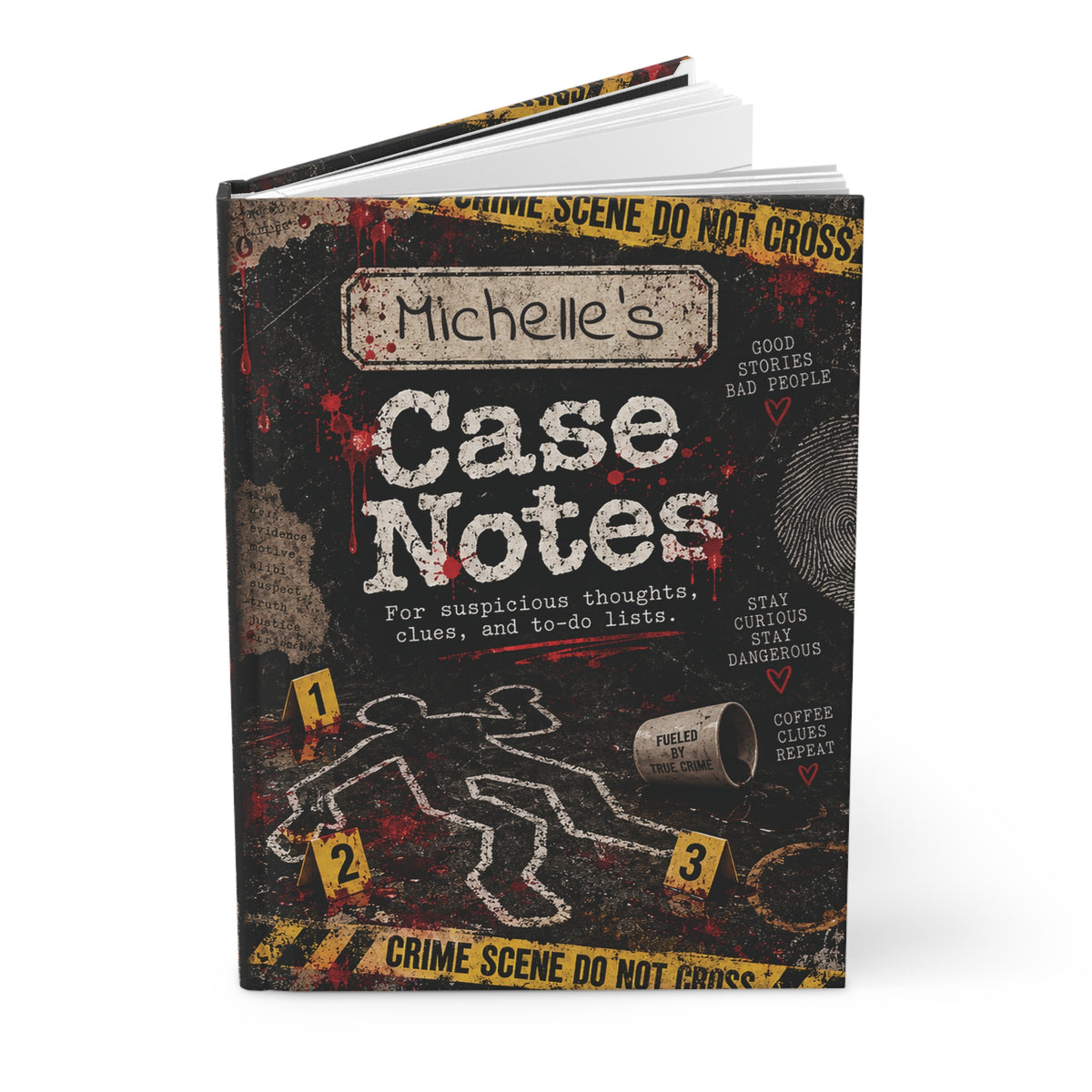 Crime Scene Case Notes Hardcover Journal | Detective Notebook, Forensic Evidence Design