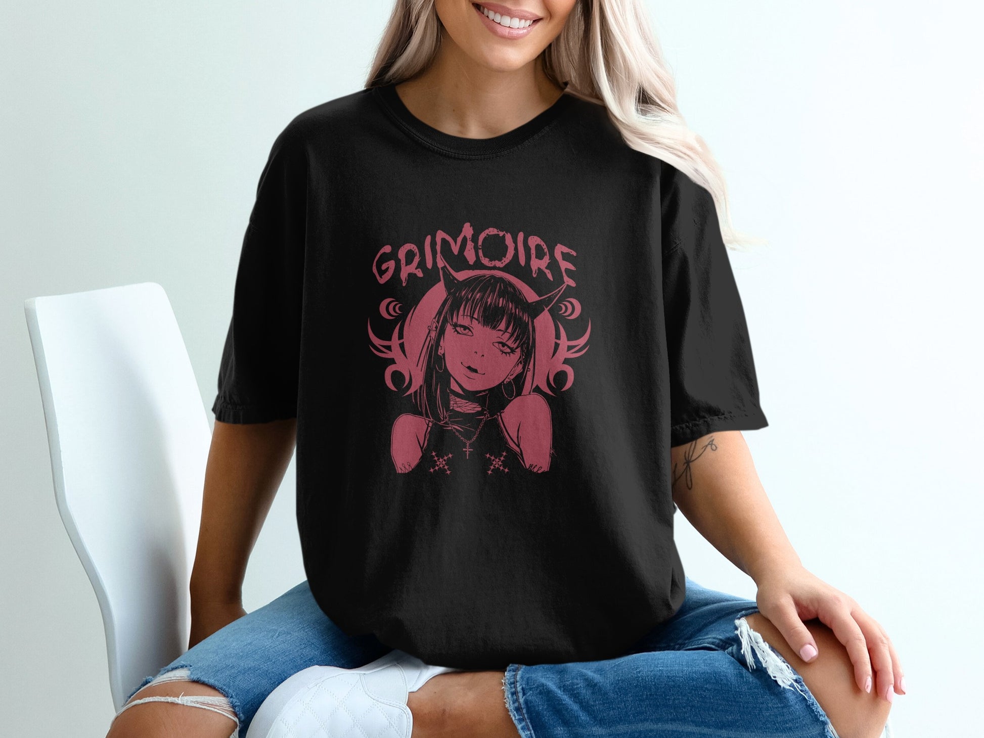 Grimoire Anime Girl Graphic T-Shirt fashion product