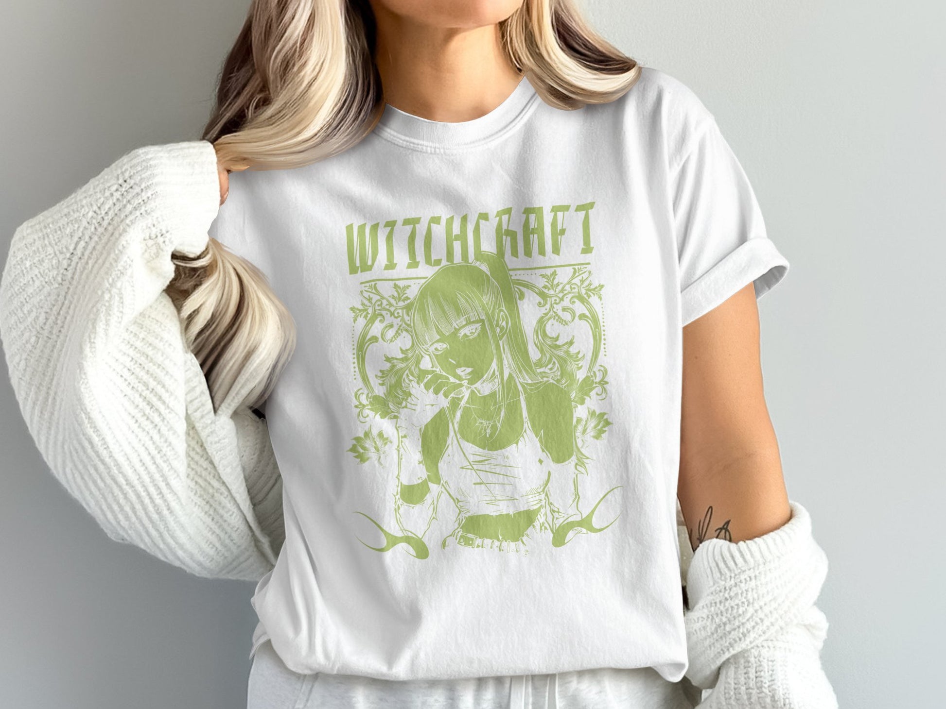 Witchcraft Anime Girl Graphic White T-shirt product type