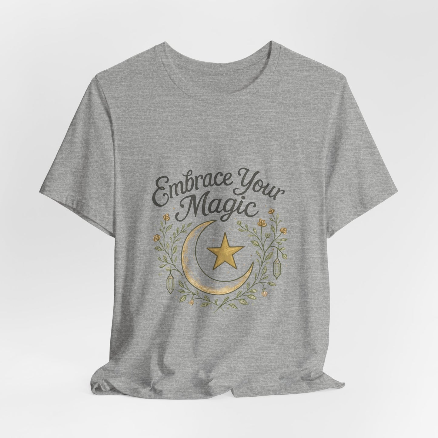 Embrace Your Magic Moon and Star T-Shirt - Celestial Floral Design