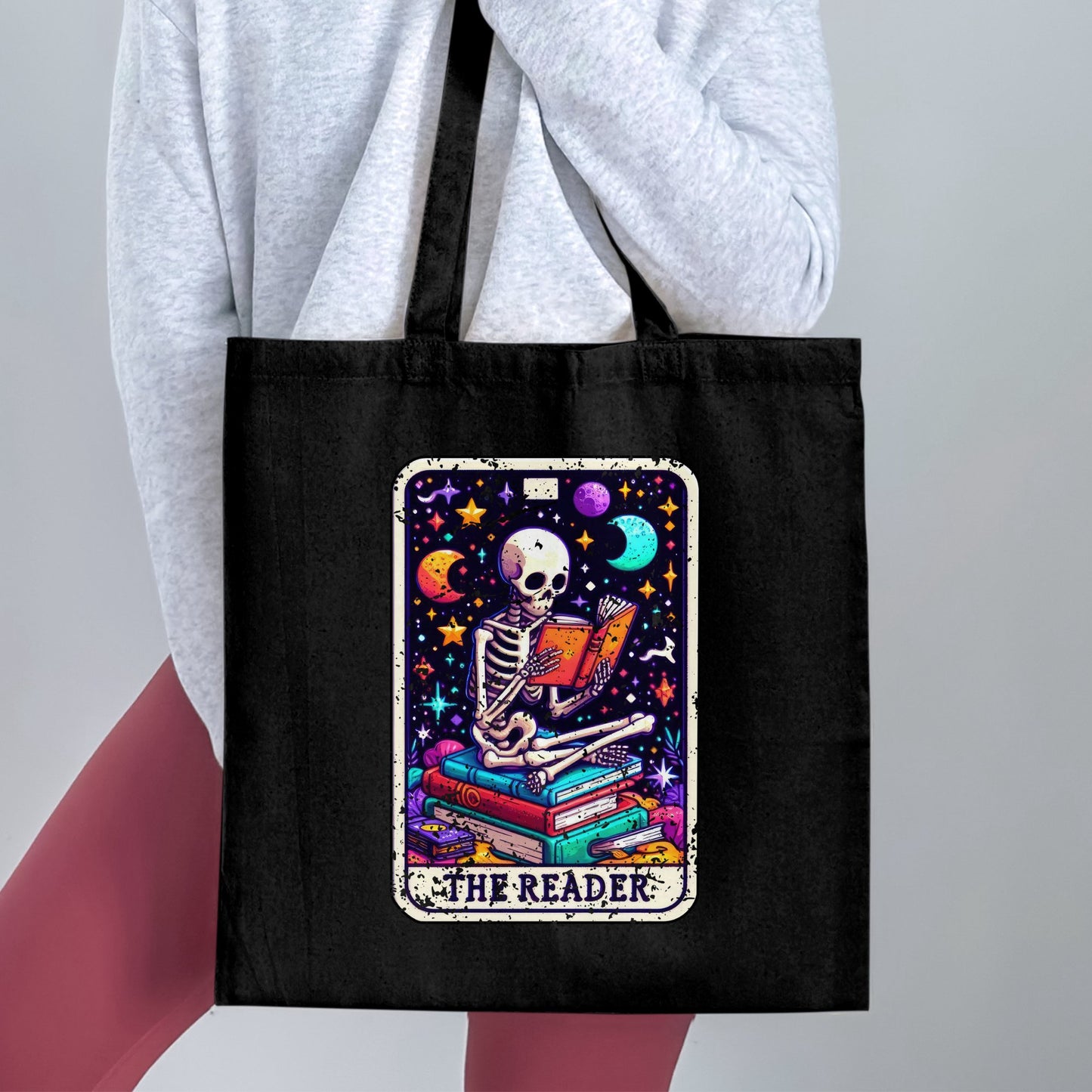 The Reader Skeleton with Books Tote Bag product