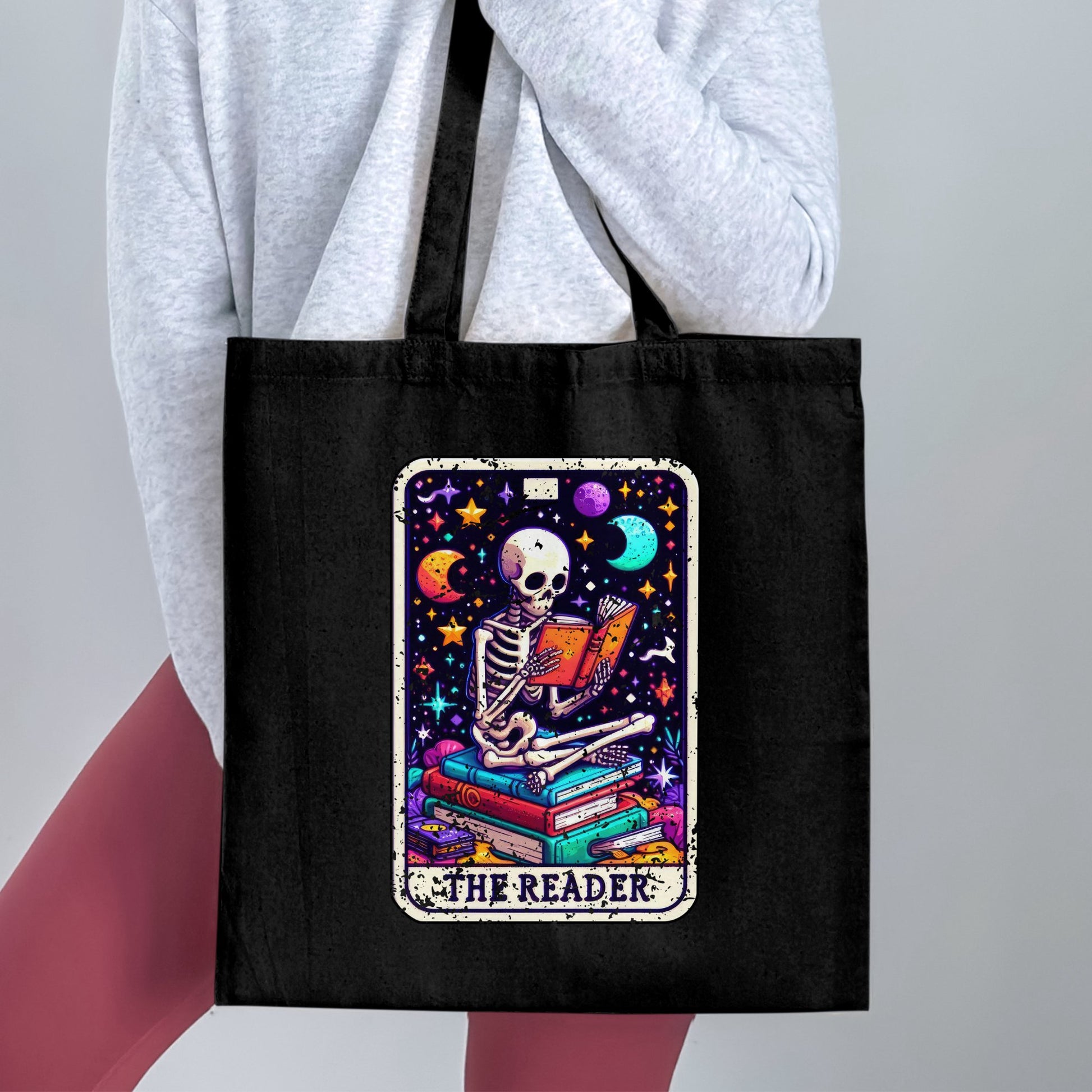 The Reader Skeleton with Books Tote Bag product
