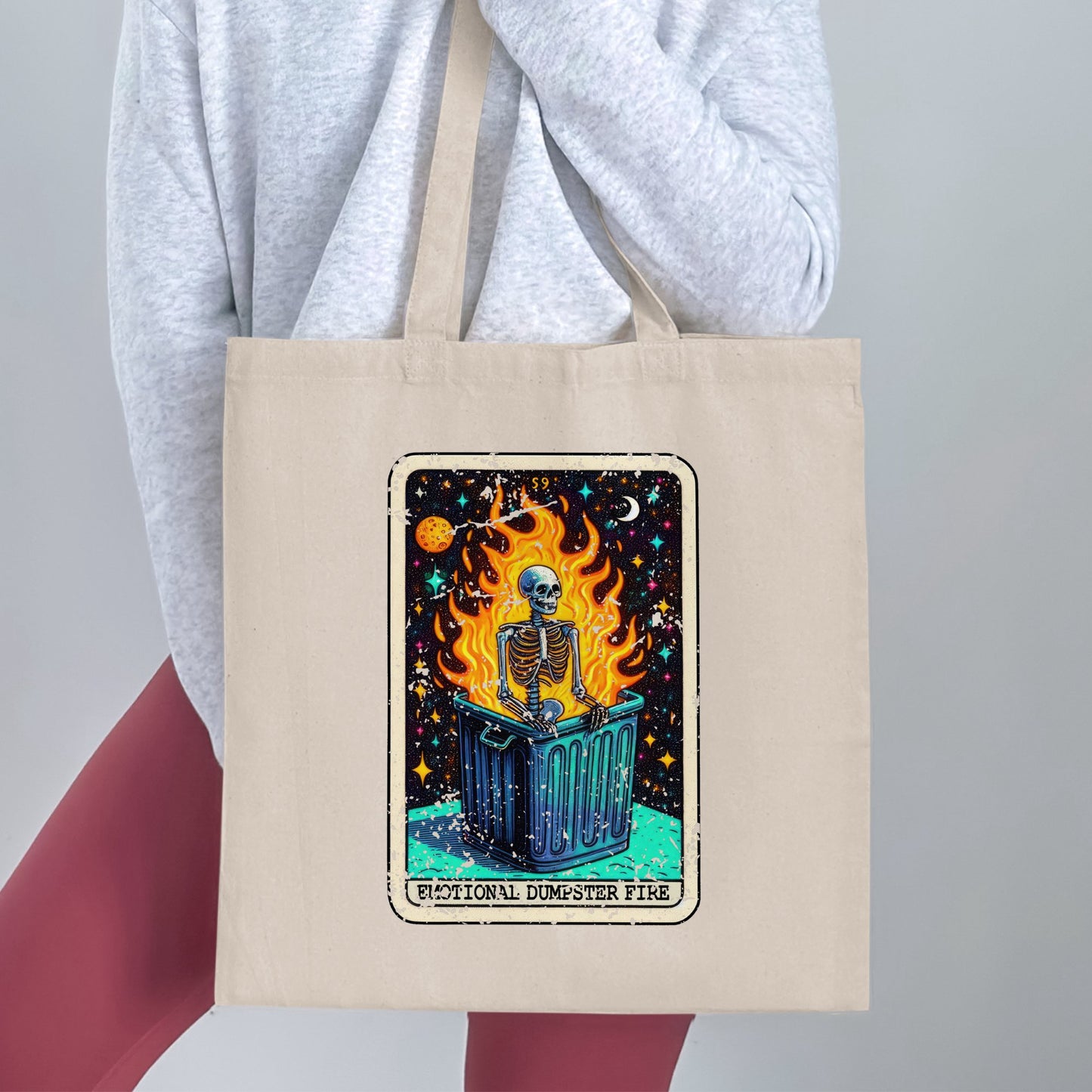 Emotional Dumpster Fire Skeleton Tote Bag product