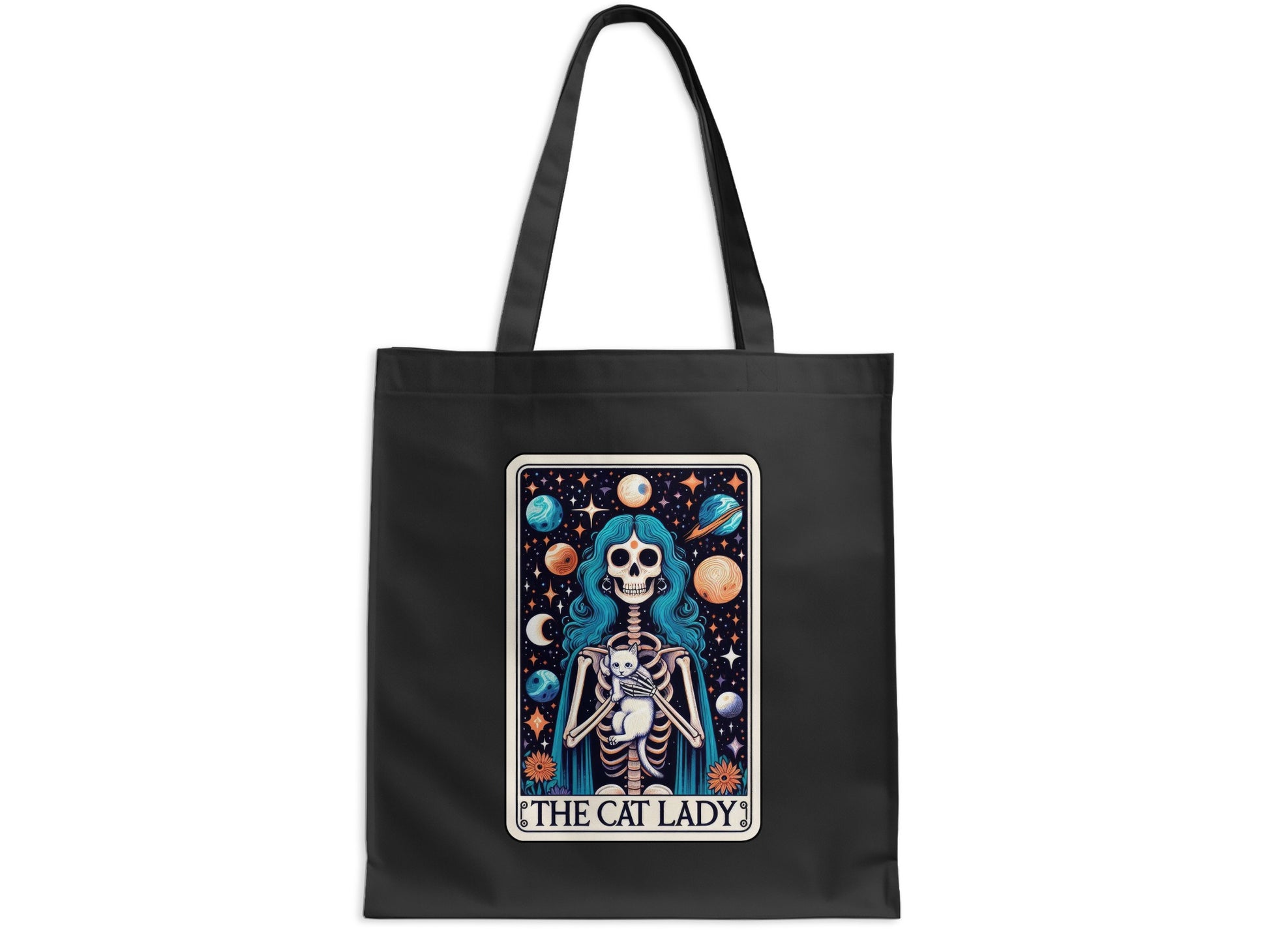 The Cat Lady Skeleton and Planets Design Bag product
