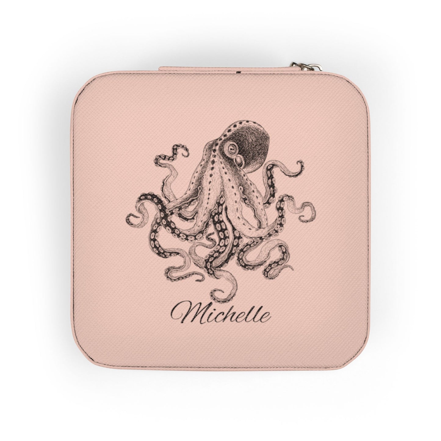 Octopus Illustration Jewelry Travel Case | Personalized Name Option