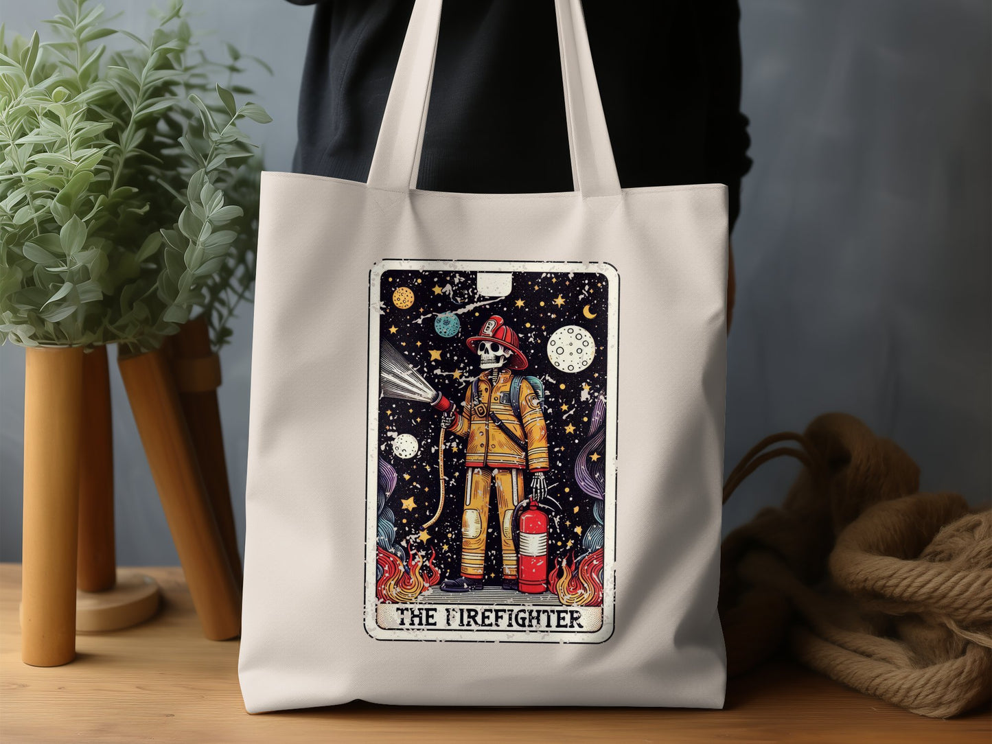 The Firefighter Artistic Tarot Card Tote Bag product