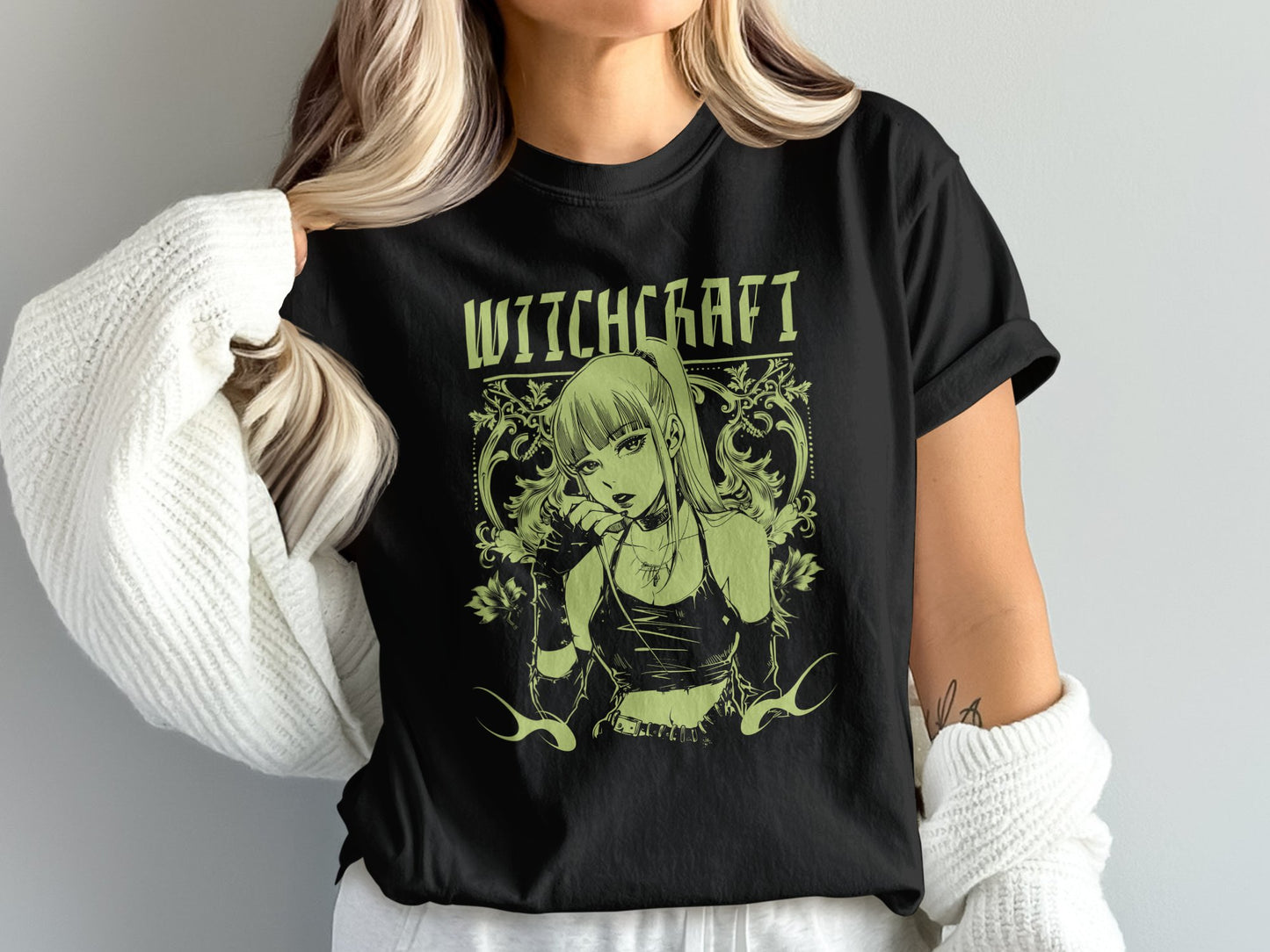 Edgy Witchcraft Graphic Print Black T-Shirt product type