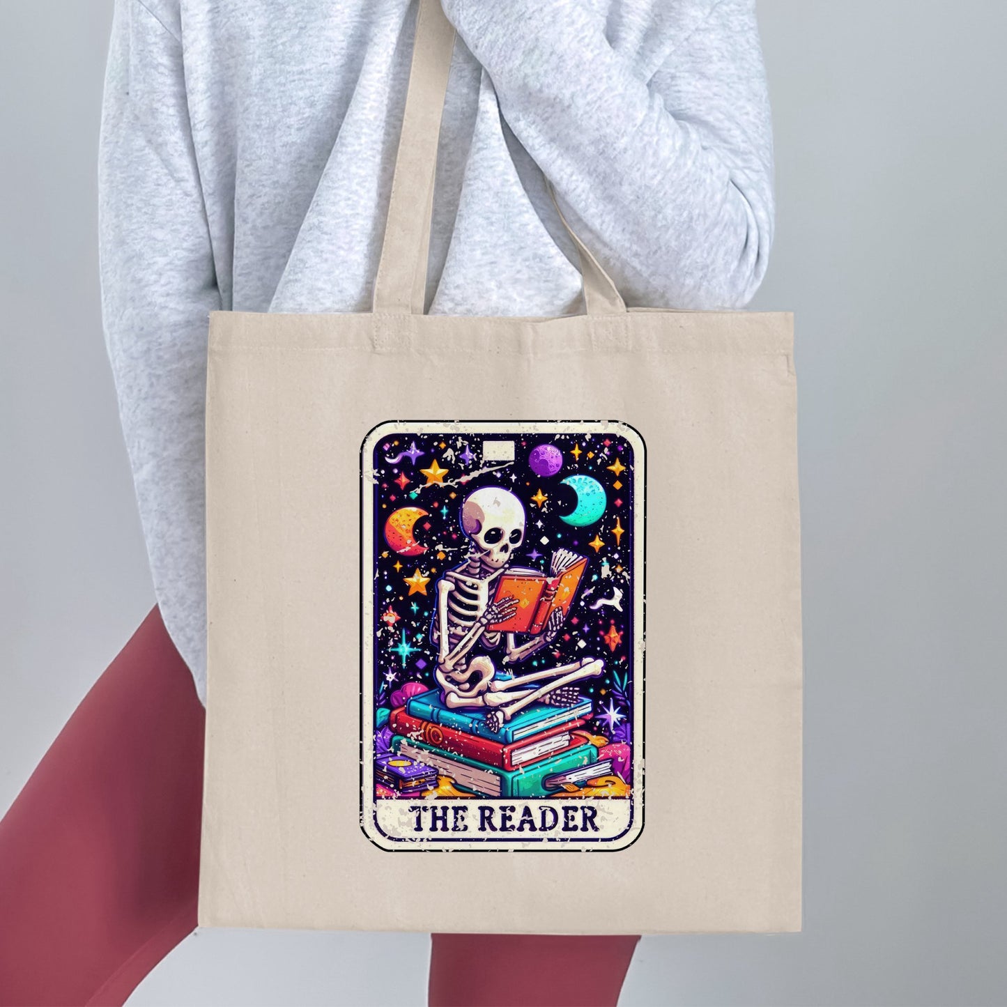 The Reader Skeleton with Books Tote Bag product