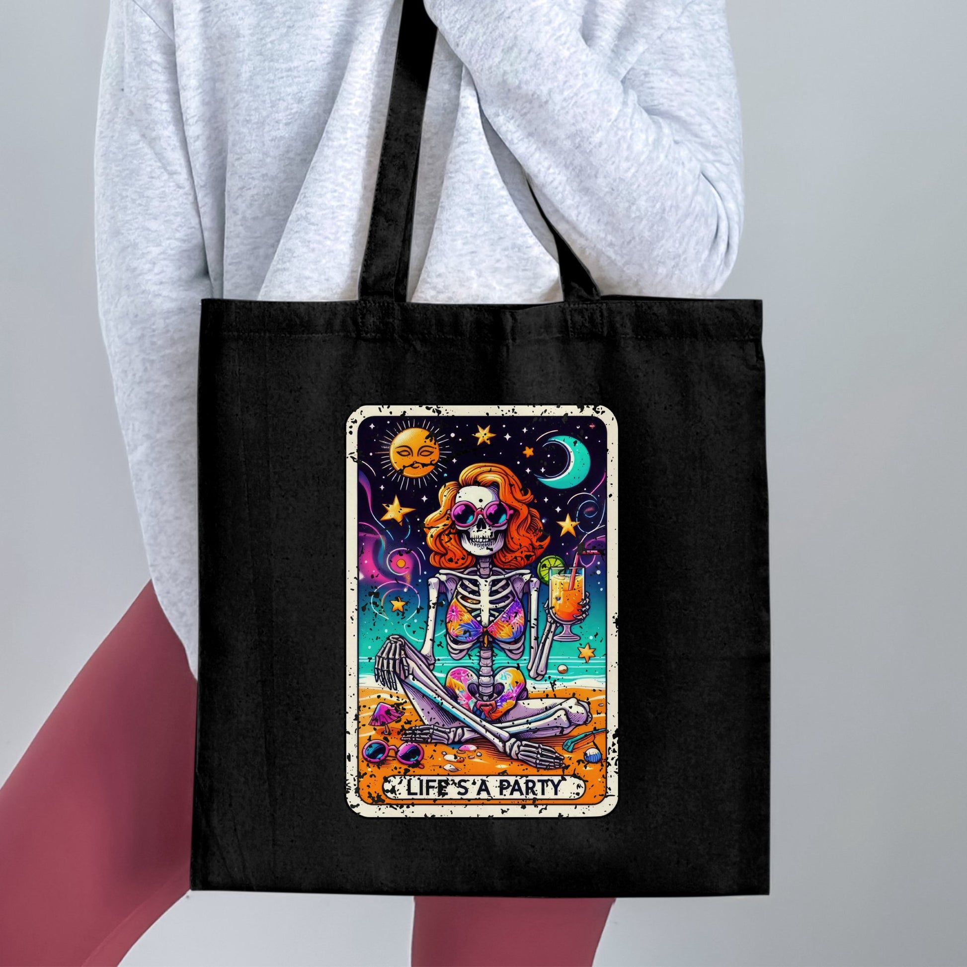 Colorful Skeleton With Drink Design Tote Bag Product Type
