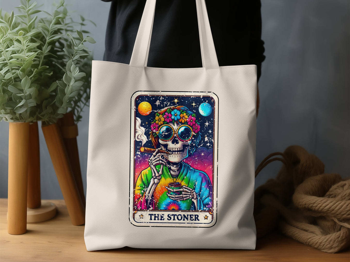 The Stoner Colorful Psychedelic Skeleton Tote Bag product