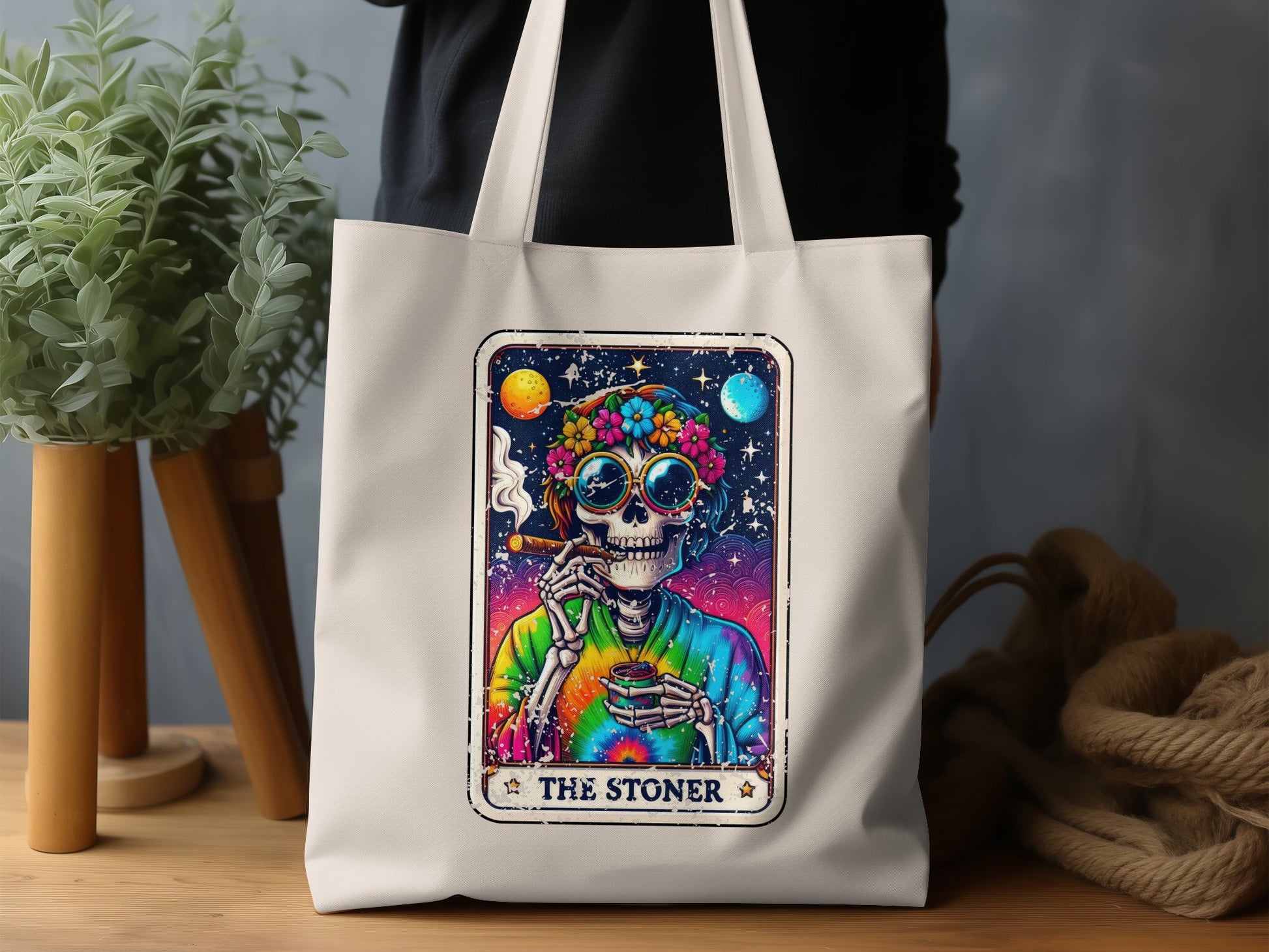 The Stoner Colorful Psychedelic Skeleton Tote Bag product