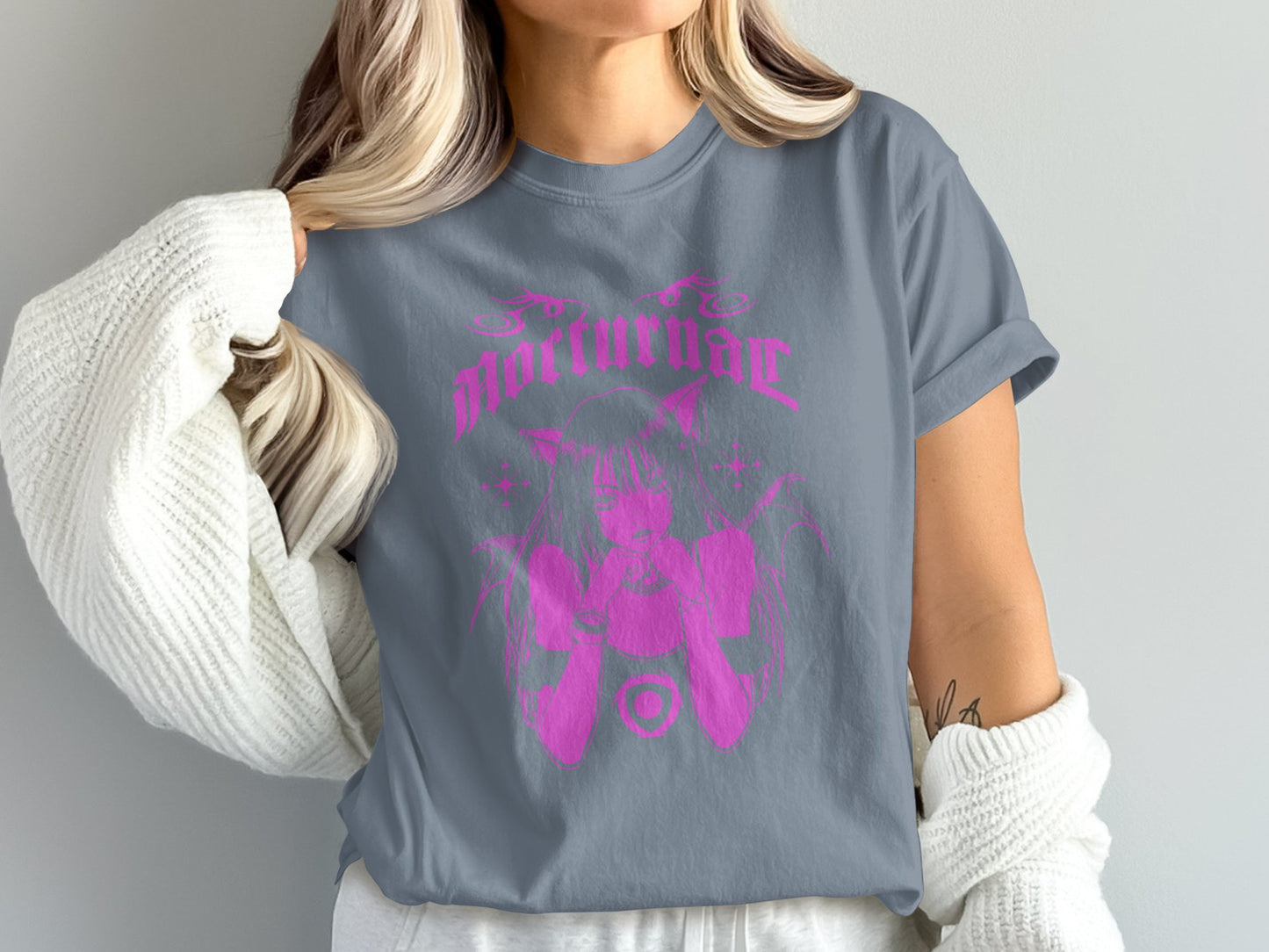 Stylish Grey Shirt with Purple Mortuary Graphic product type