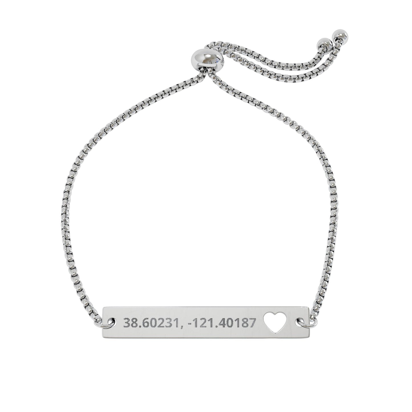 Engravable Heart Bar Bracelet | Personalized Coordinates Jewelry