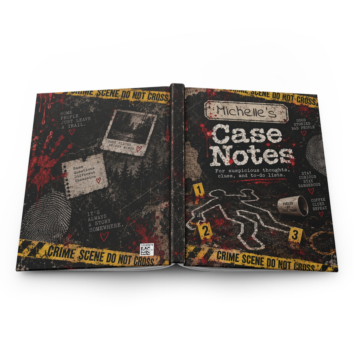 Crime Scene Case Notes Hardcover Journal | Detective Notebook, Forensic Evidence Design