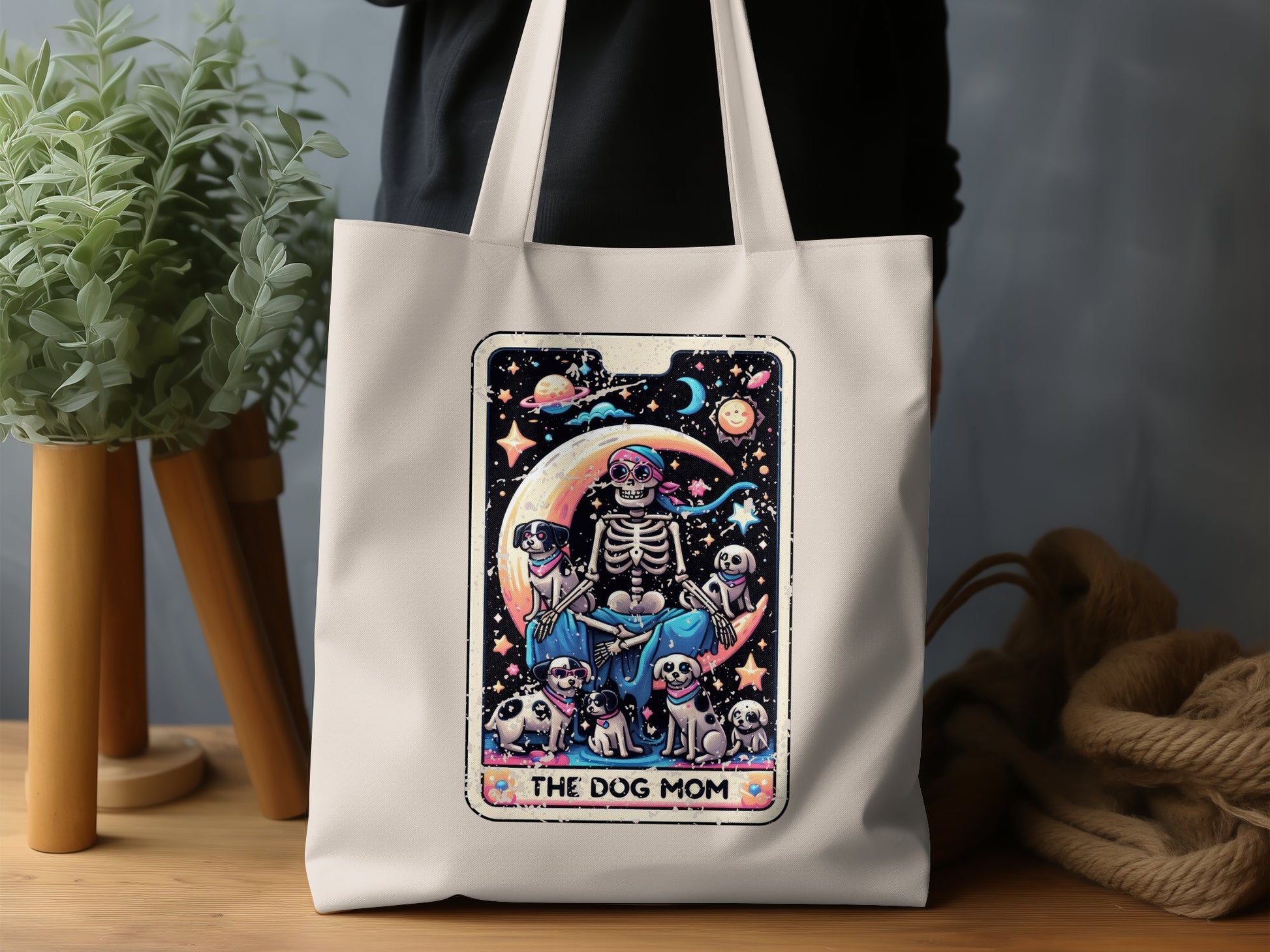 Dog Mom Skeleton with Anime Dogs Tote Bag product