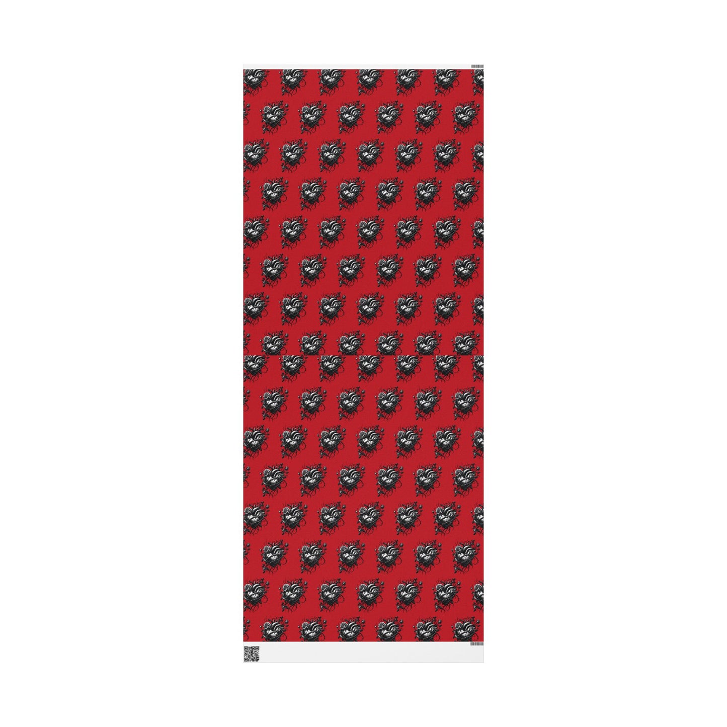 Skull & Roses Red Wrapping Paper Roll — Gothic Holiday Gift Wrap