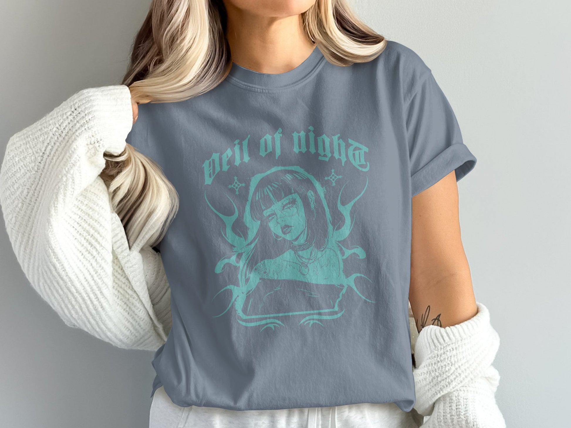 Veil of Night Graphic Anime T-Shirt product