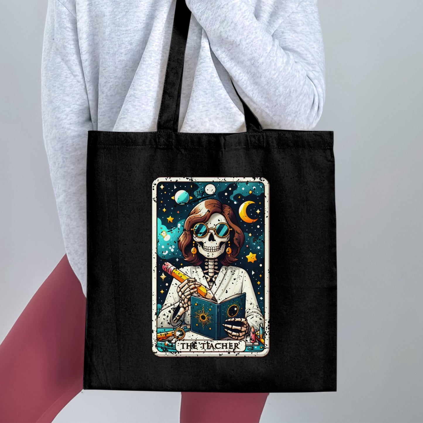 The Teacher Skeleton Tarot Card Themed Tote Bag product type