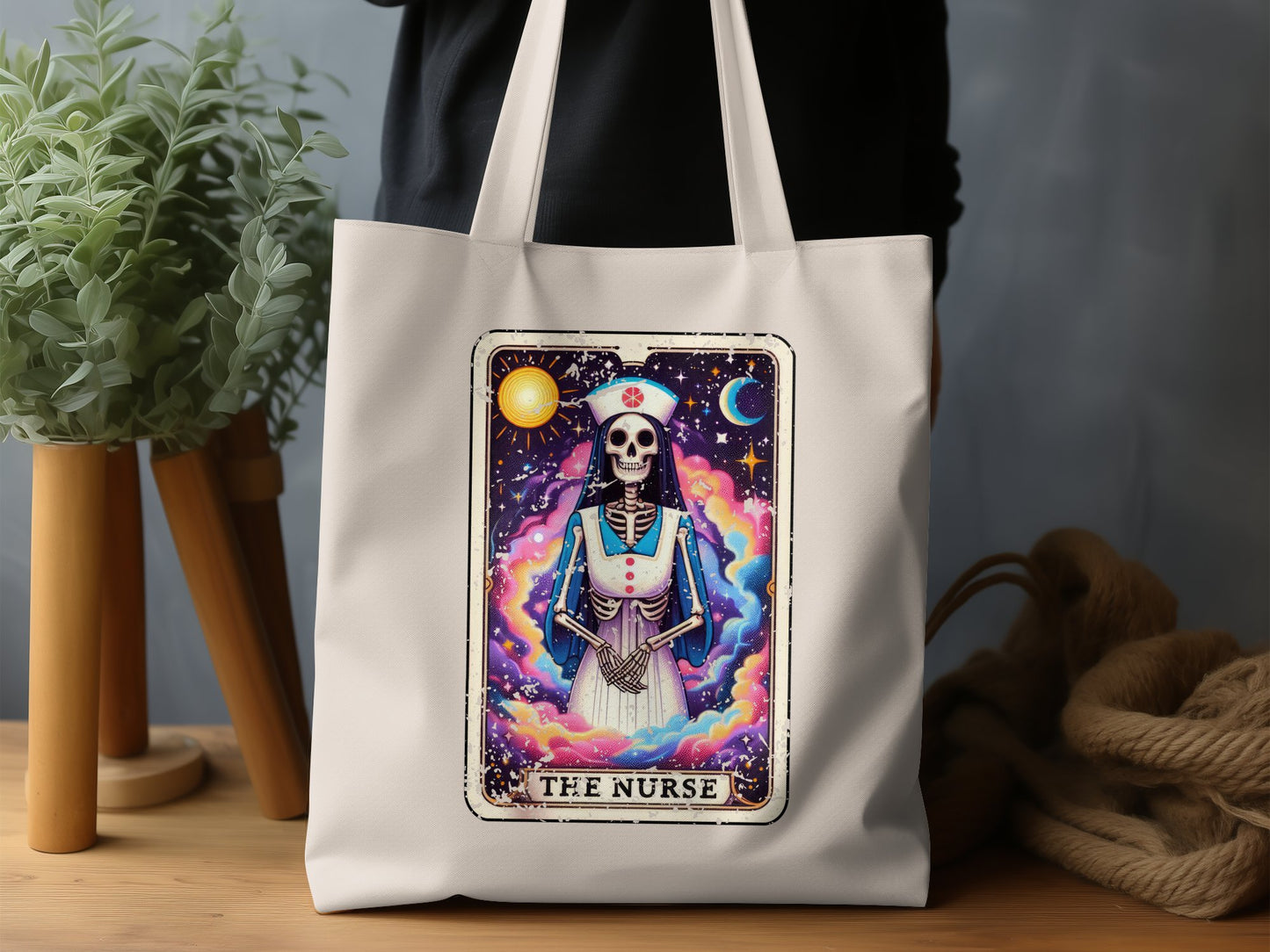 Magical Skeleton Tarot Card The Nurse Tote Bag product