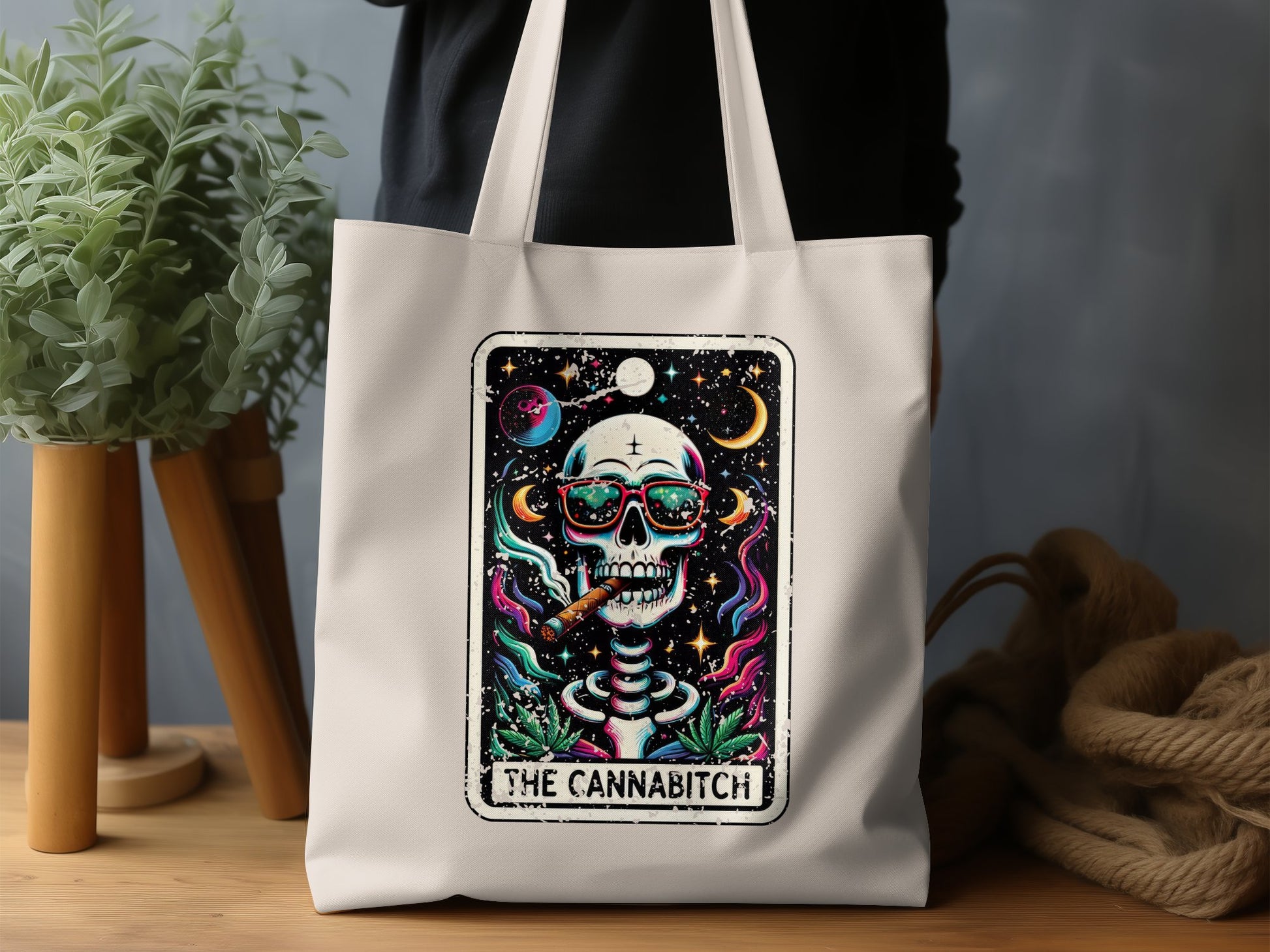 Funky Skeleton With Glasses Design Tote Bag product